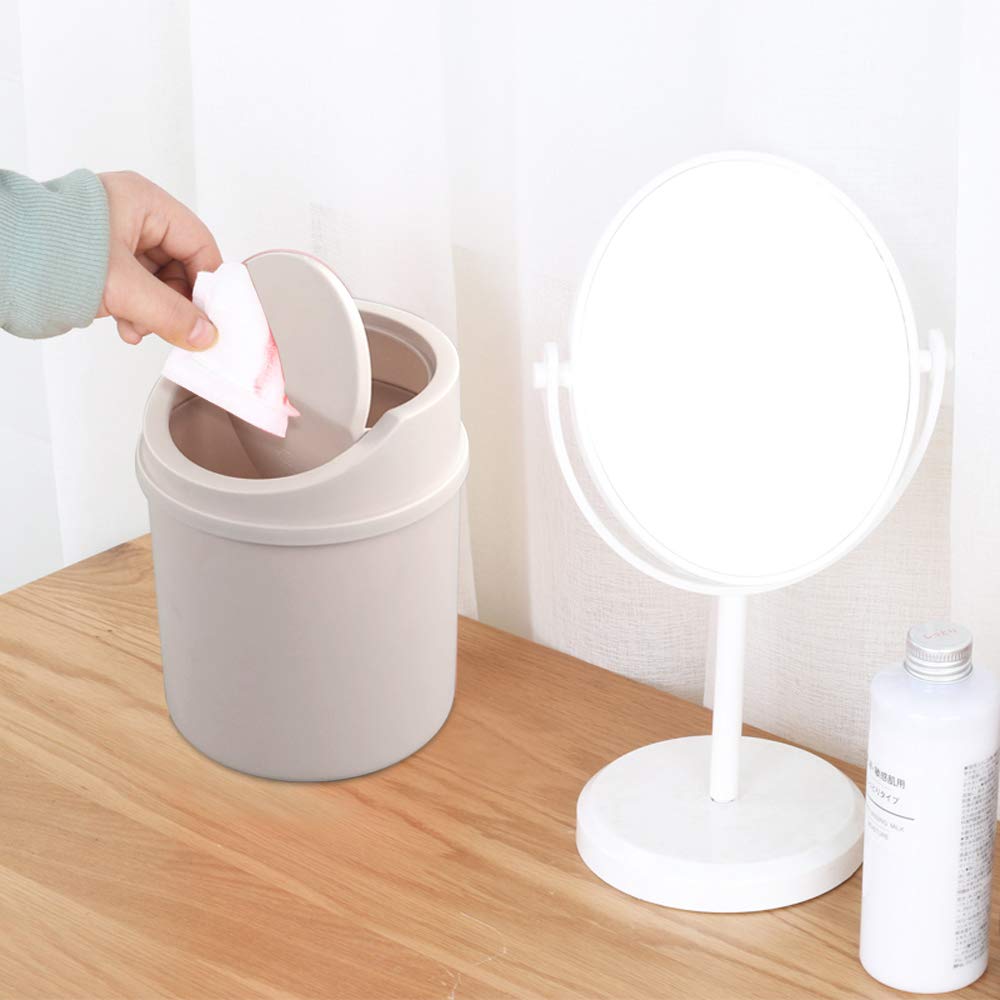 Small Plastic Waste Bin with Swing Lid - Mini Desktop Trash Can for Office, Bedroom & Bathroom | Pink (Perfect for Desk, Nightstand & Vanity Organization)