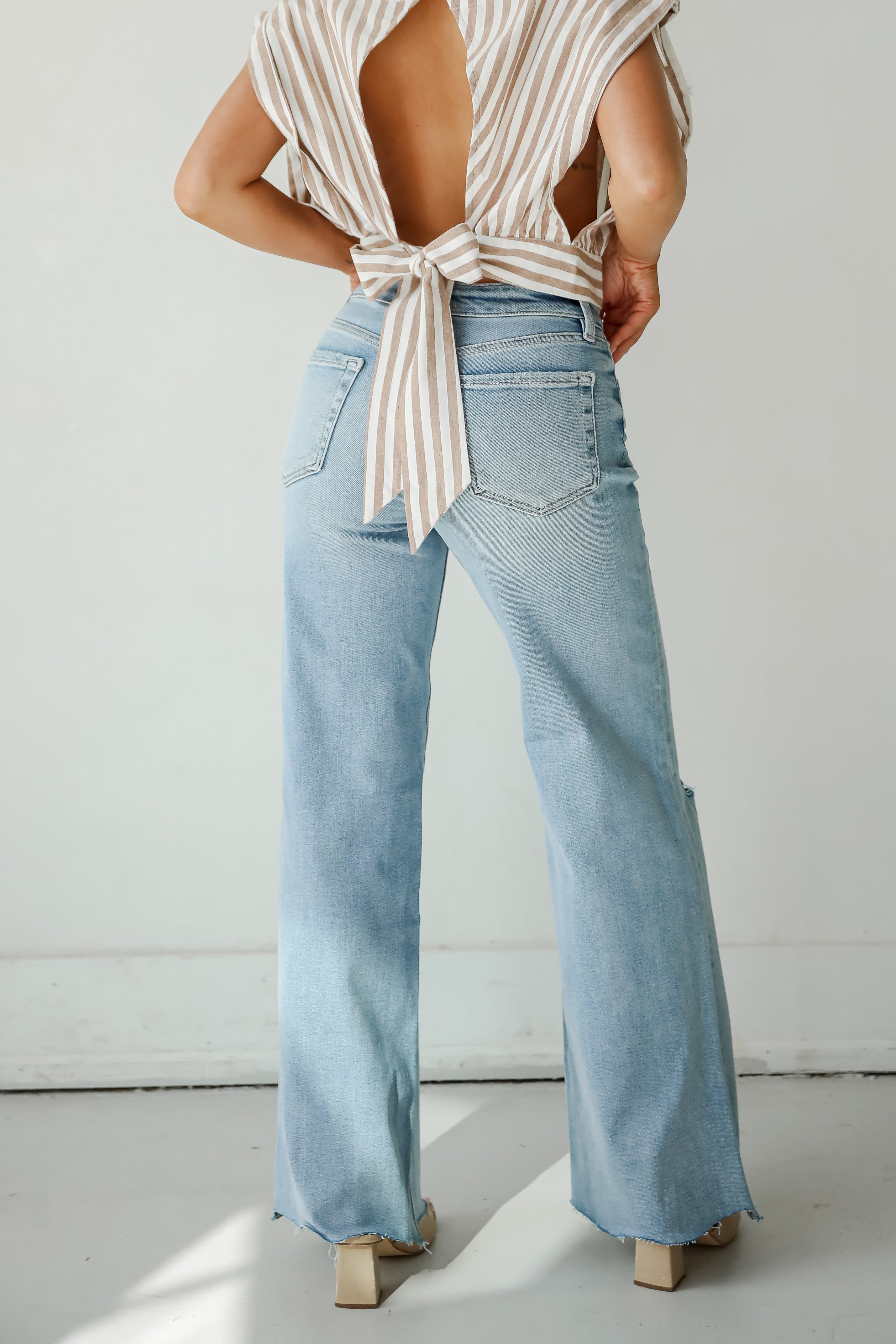 Bailey Light Wash High Rise Distressed Wide Leg Jeans for Women | Vintage Denim Pants | Casual & Streetwear Outfits | Perfect for Everyday Wear and Date Nights