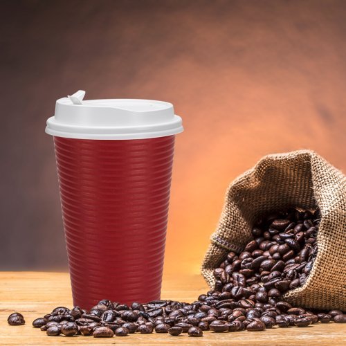 Nicole Home Collection 12 oz Double-Walled Insulated Ripple Paper Coffee Cups with Lids - Pack of 30, Maroon - Hot Beverage Travel Mug for Office, Picnics & Parties