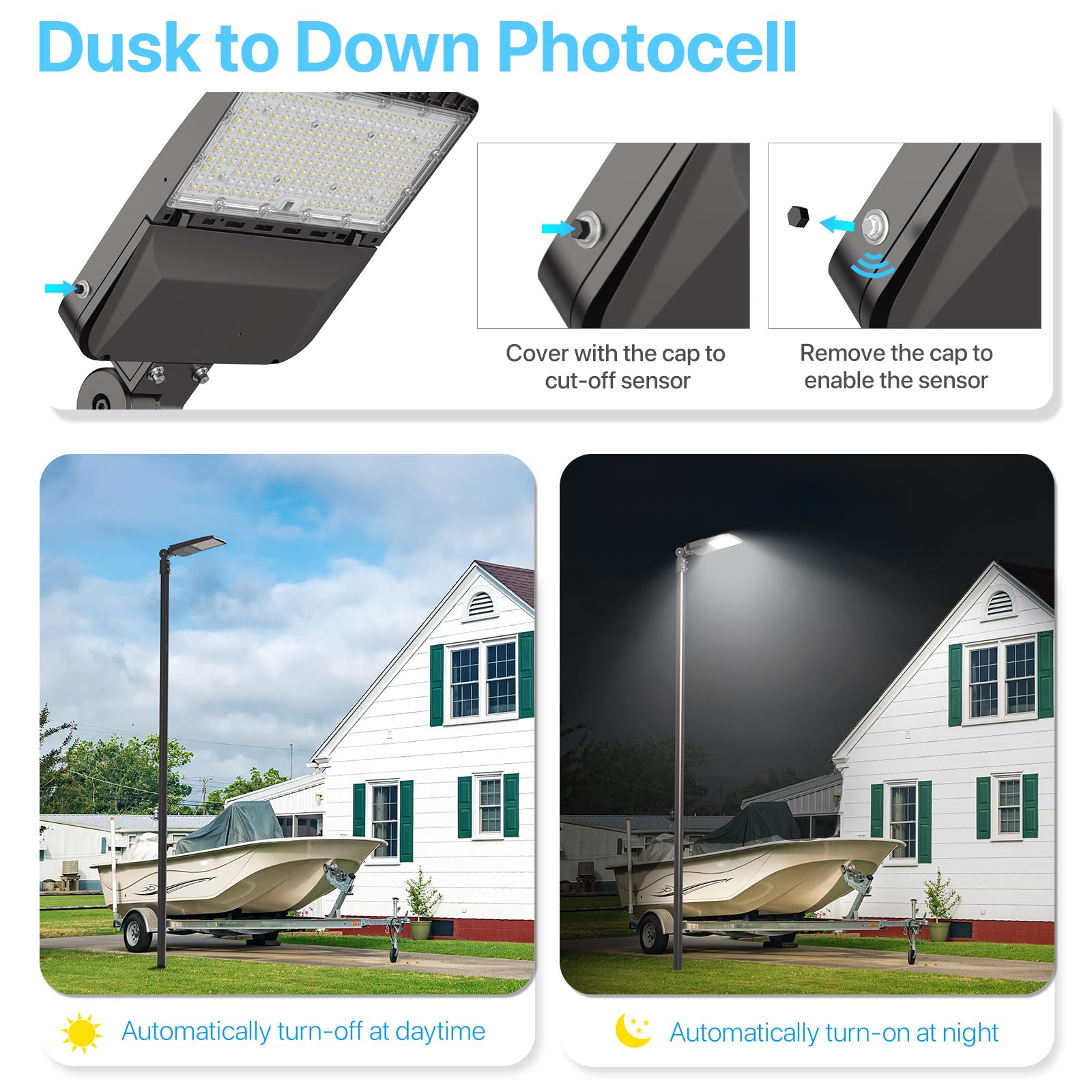 HYPERLITE 200W LED Parking Lot Lights with Dusk to Dawn Photocell - 5000K 30,000LM Commercial Outdoor Lighting - UL Certified IP65 Waterproof LED Pole Lights with Adjustable Slip Fitter Mounting - Ideal for Parking Lots, Gas Stations, Warehouses & Industrial Areas
