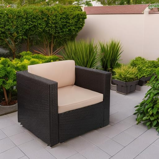 **Homall All-Weather PE Rattan Wicker Patio Chair with Cushions – Outdoor Single Sofa for Lawn, Poolside, Backyard & Garden Relaxation**