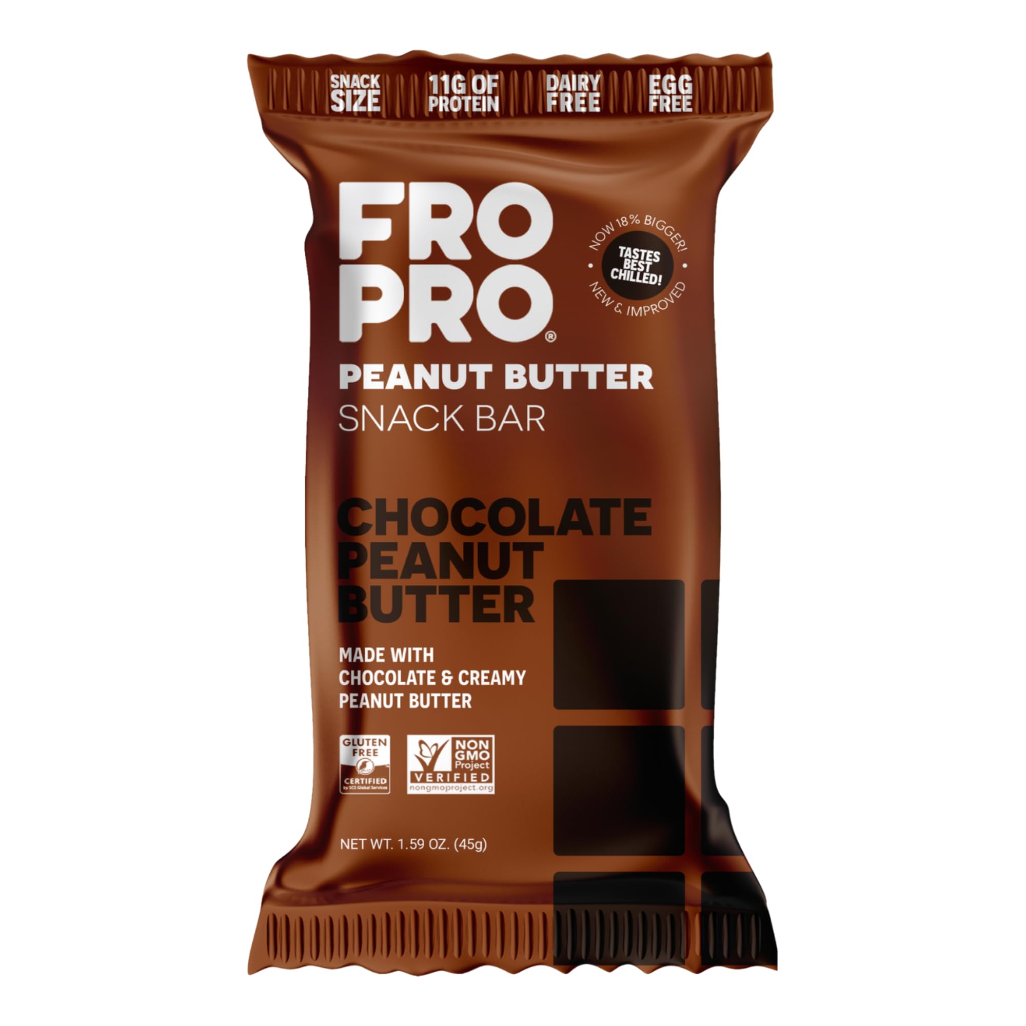 FROPRO Plant Protein Snack Bars - Vegan Protein Bars, All-Natural, Gluten Free, Dairy Free, Soy Free, Low Calorie High Protein Bars | Cacao Flavor, 12 Pack | Perfect for Post-Workout Recovery & Healthy On-The-Go Snacking