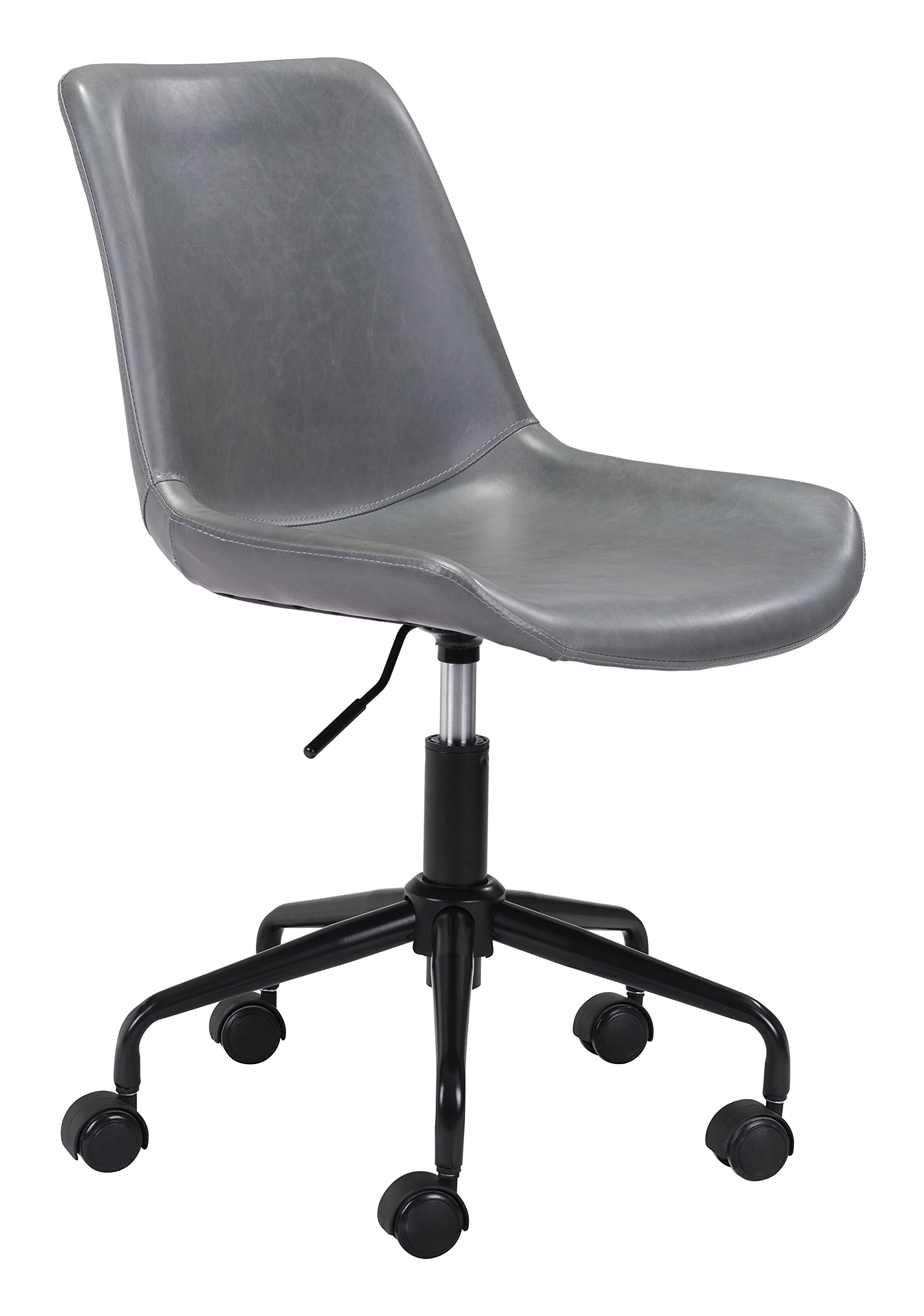 Zuo Byron Ergonomic Office Chair - Gray Mesh Back, Adjustable Height, Swivel & Rolling for Home & Office Workspace - Perfect for Long Hours Sitting & Computer Work