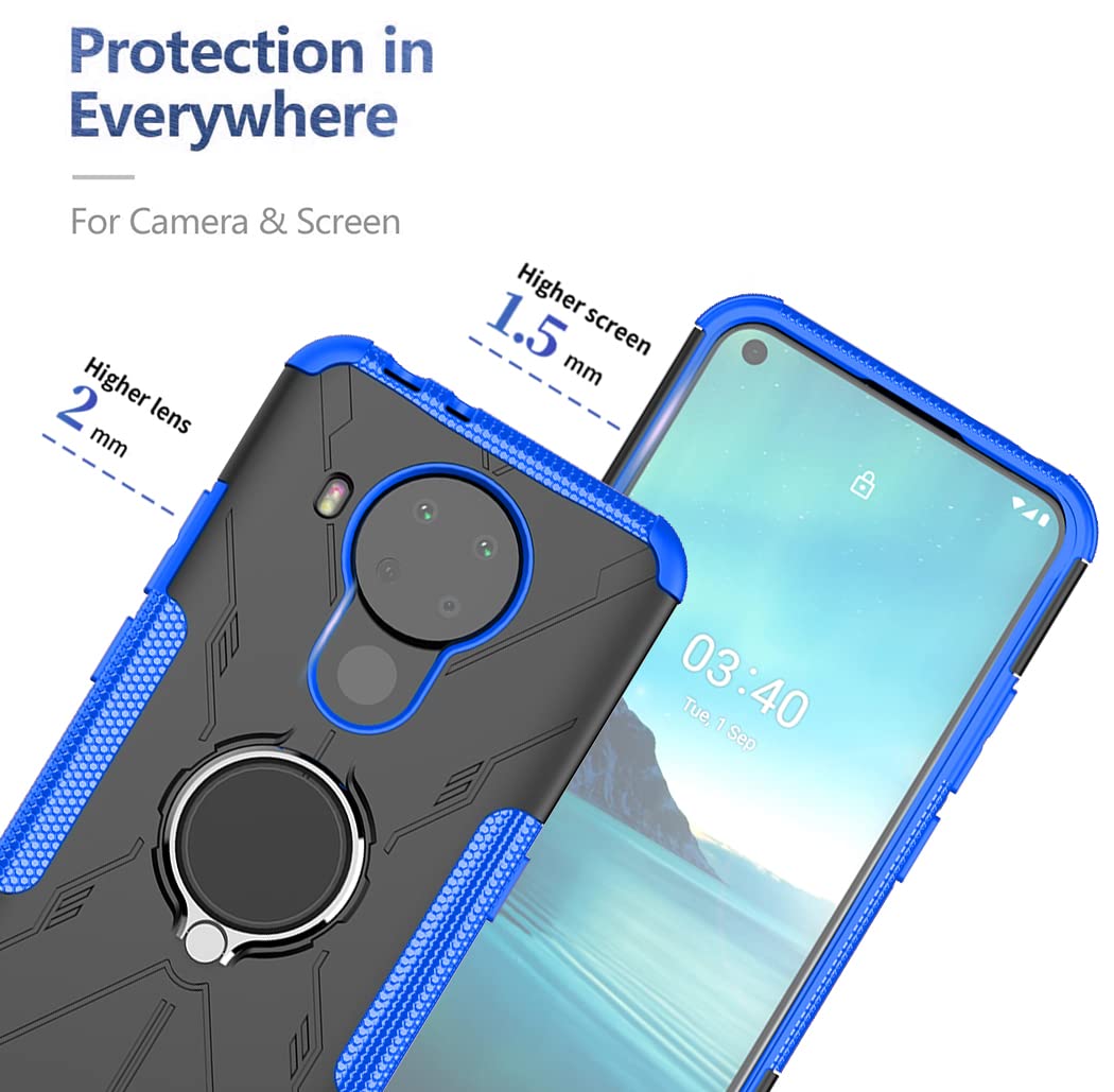 Nokia 5.4 Case with Screen Protector & Kickstand - Blue for Daily Protection