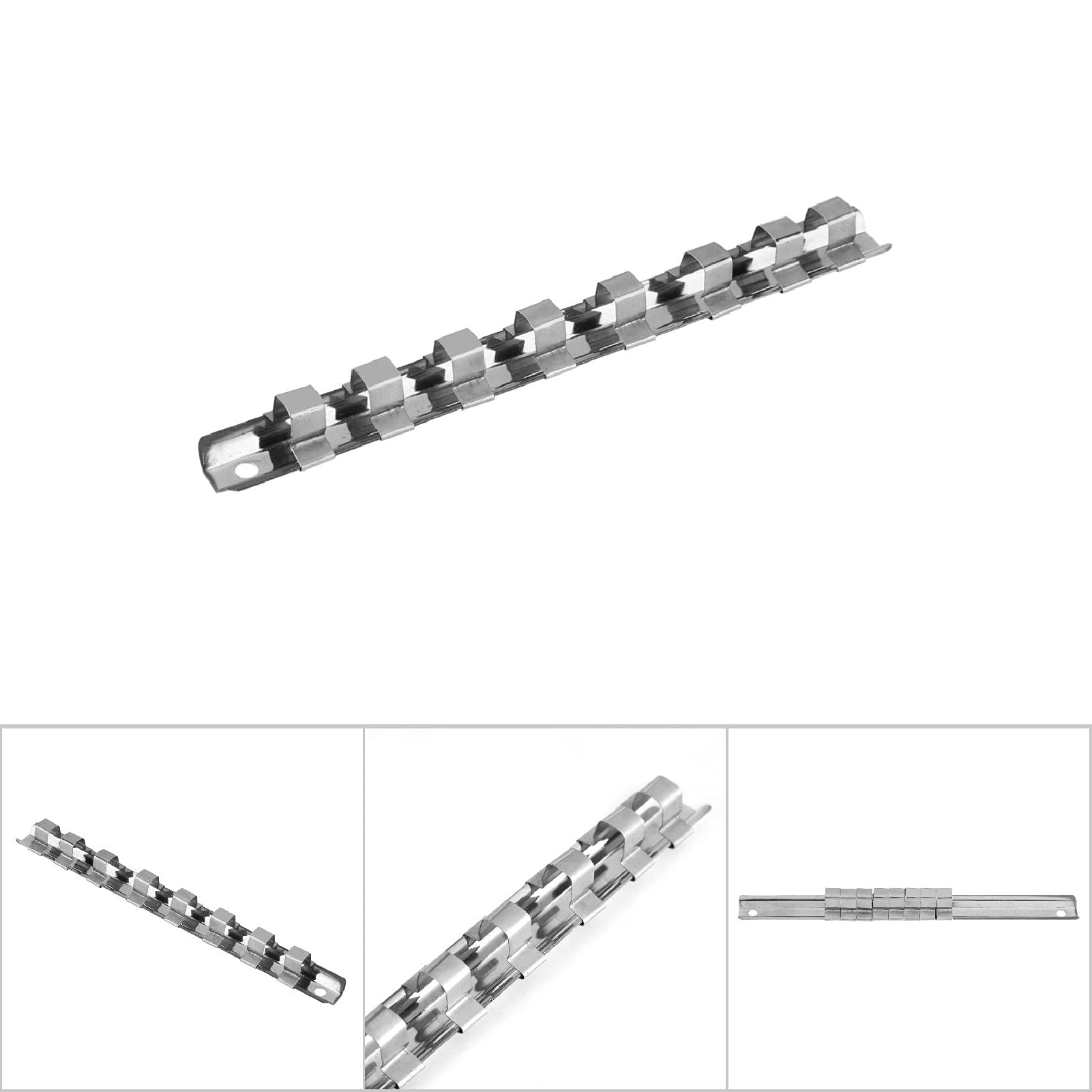 Aluminum Socket Organizer Tray - Carbon Steel 8-Slot Socket Rack with Storage Divider, 1/4