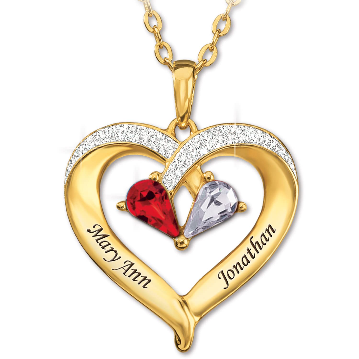 Forever Together Diamond Heart Pendant - Personalized Jewelry Gift for Women - Engravable 14K Gold Necklace for Anniversary, Valentine's Day & Special Occasions