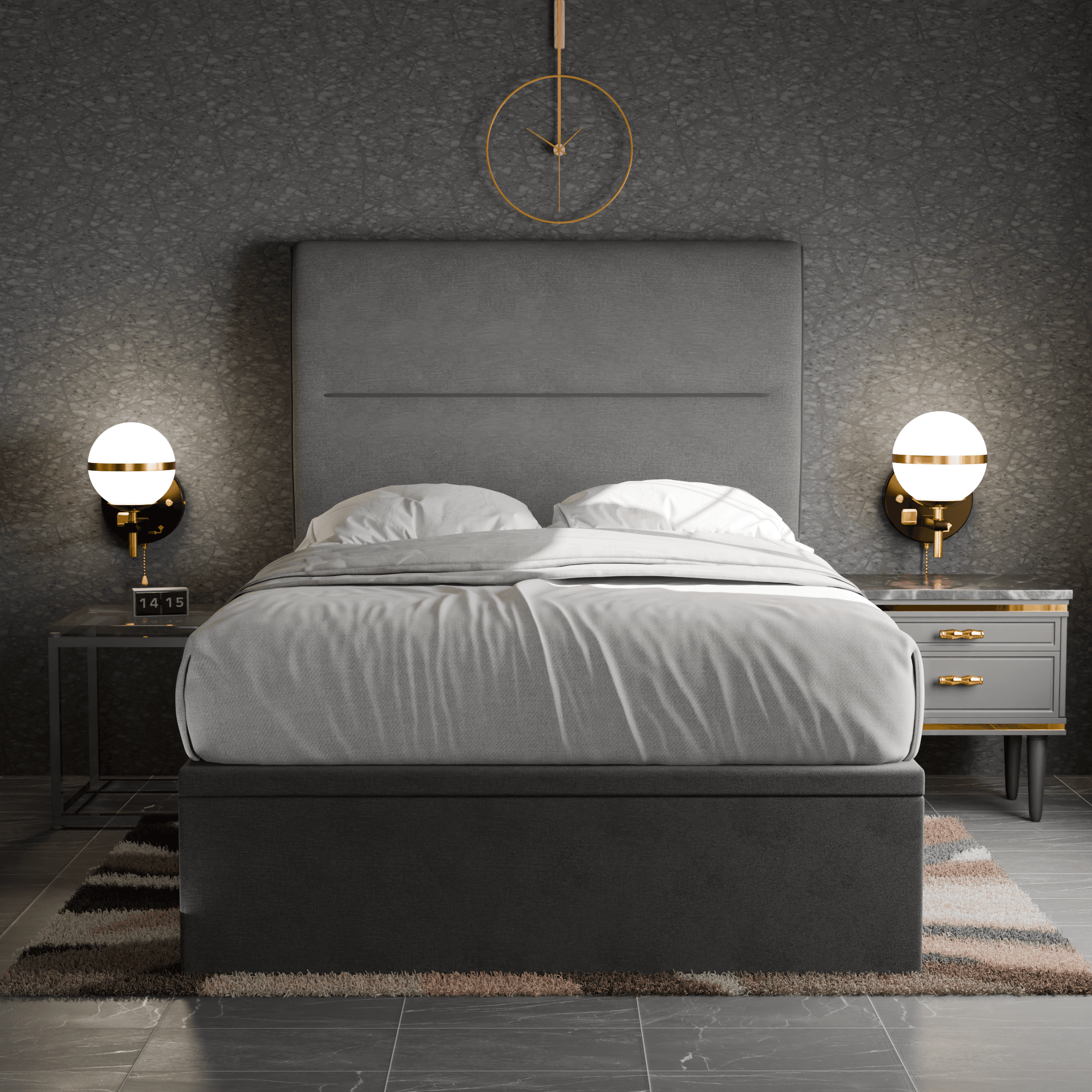 Emilia Fabric Storage Bed with Drawers - Underbed Storage Organizer for Bedroom, Guest Room, Kids Room - Queen Size, Gray Linen