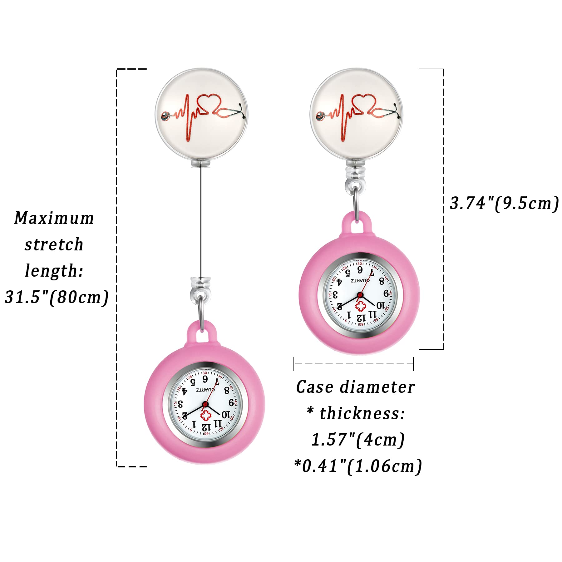 Avaner Retractable Nurse Watch with Clip - Waterproof Silicone Fob Watch for Medical Professionals - Pocket Watch for Women & Men - Ideal for Nurses, Doctors, and Healthcare Workers During Shifts