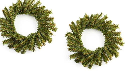 Set of 2 Artificial Holiday Pine Wreaths (7 Inch) | Christmas Pine Wreaths Holiday Decorating