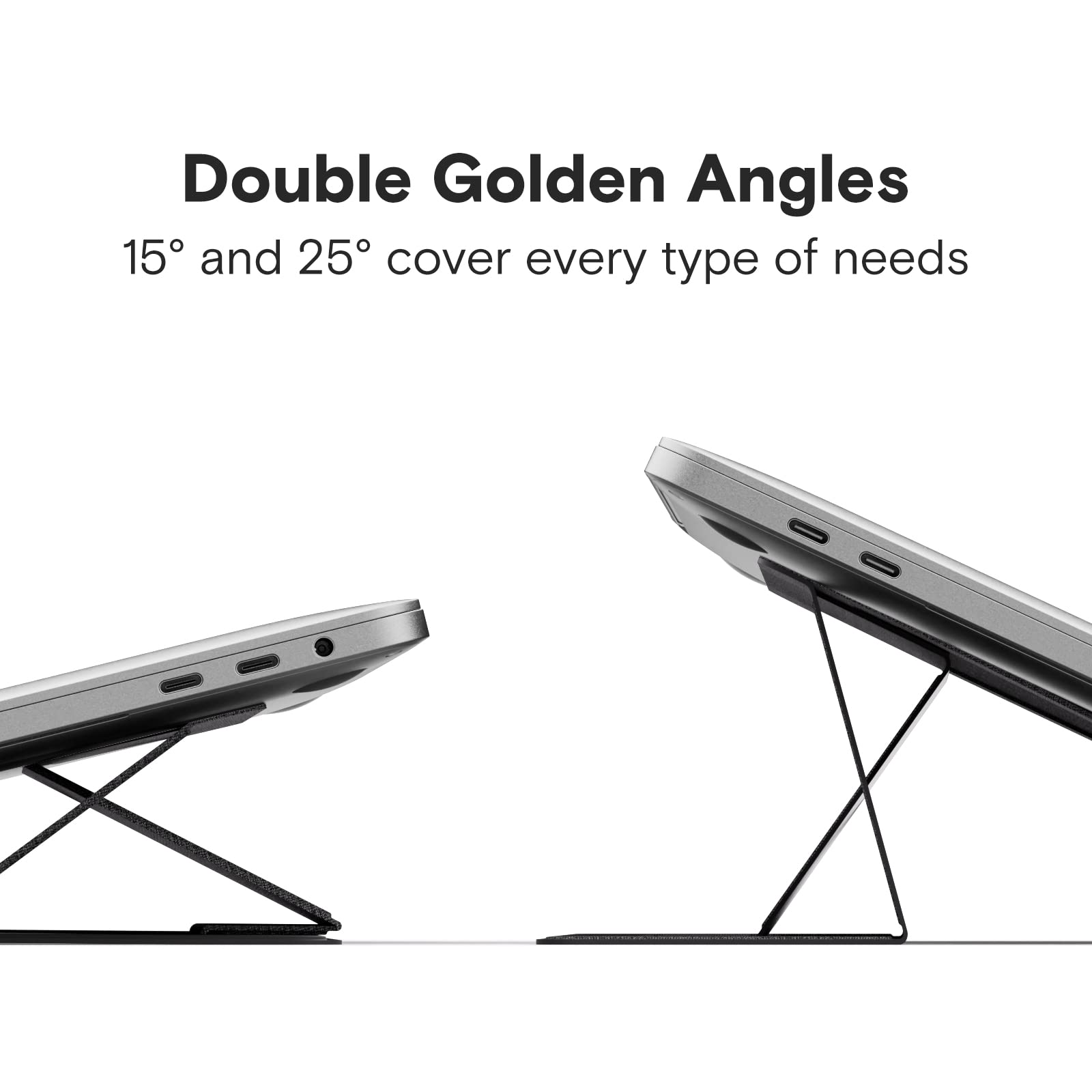 MOFT Adhesive Laptop Stand for Desk - Foldable & Portable Computer Stand with 2 Adjustable Angles for MacBook Air/Pro 11-16 Inch (Starry Grey) | Perfect for Home Office, Coffee Shops & Travel Workspaces