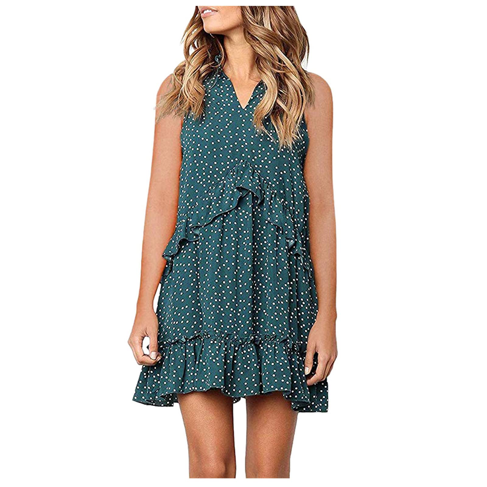 Smooto Women's Sexy Tie Dye Mini Dress - White Summer Wrap Dress for Bridal Shower, Beach Party & Vacation | Flattering XXL Size in Green | 2021 Trendy Casual Outfit