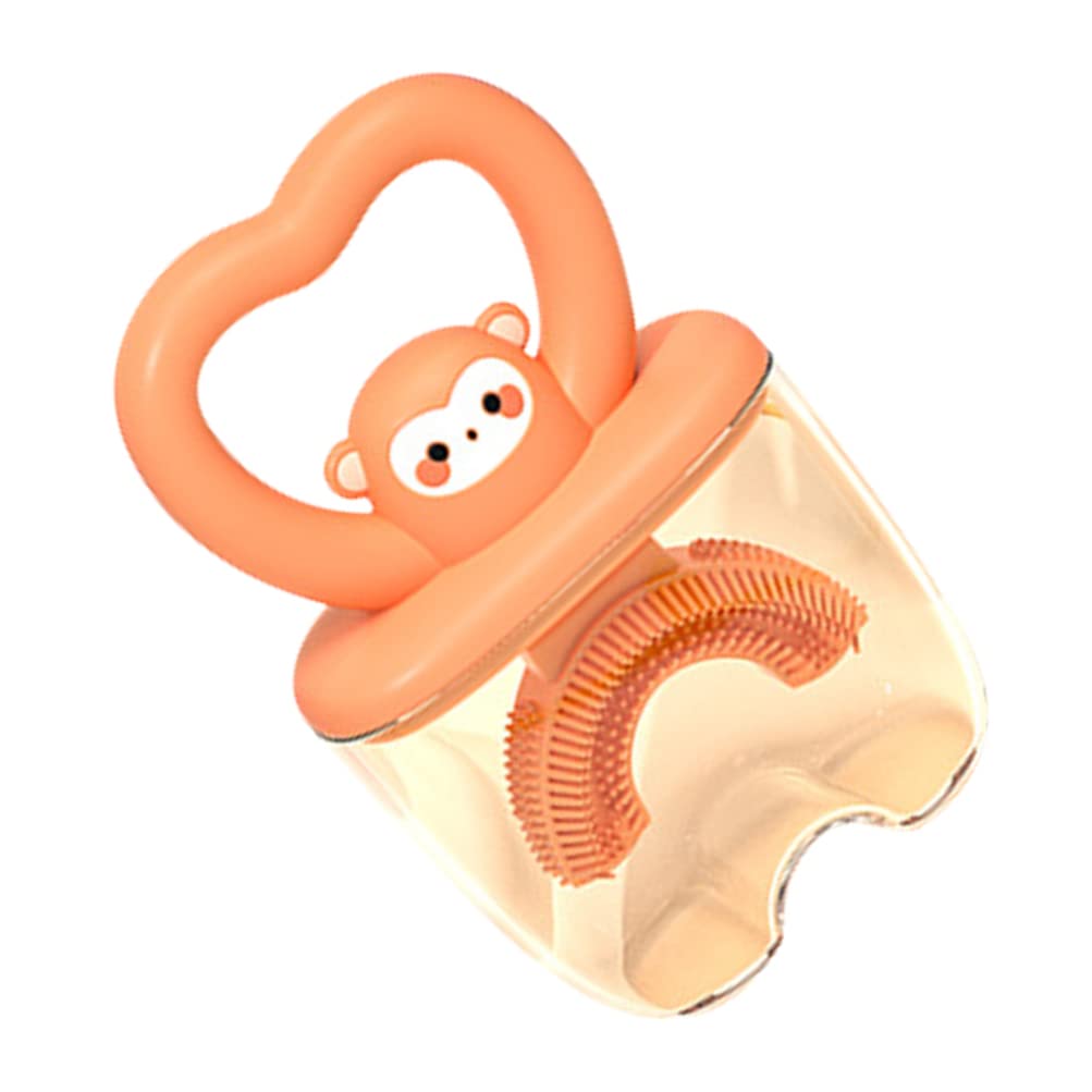 Cabilock 2 Pack U-Shaped Kids Toothbrushes - 360° Oral Care Training Toothbrush with Dust Cover for Toddlers & Children (Brown) | Gentle Brushing for Sensitive Teeth, Perfect for Home & Travel Use