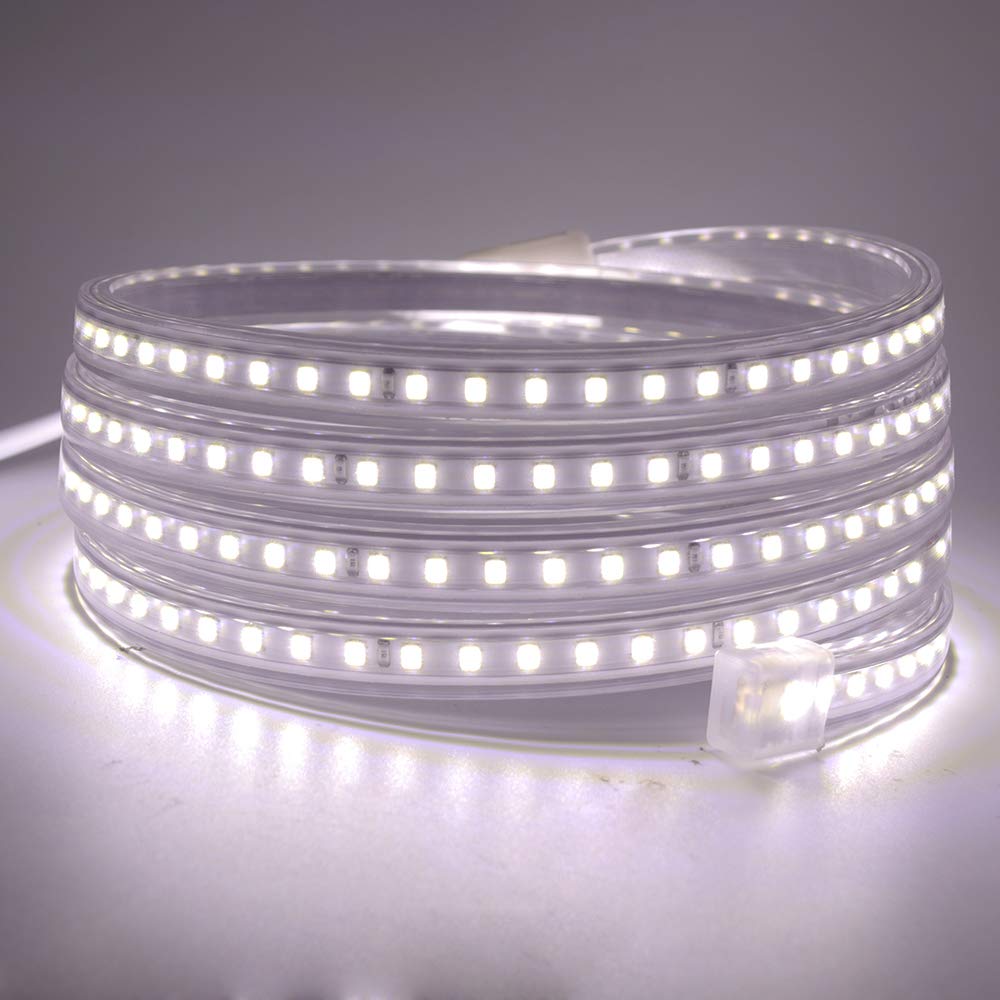 XUNATA 69ft LED Strip Lights, Super Bright 20-22 LM/LED, 6500K Daylight White, Waterproof Tape Light for Indoor & Outdoor Use - Perfect for Home Decoration, Bedroom, Kitchen, and Party Lighting (AC110V, 2835 120 LEDs/m)
