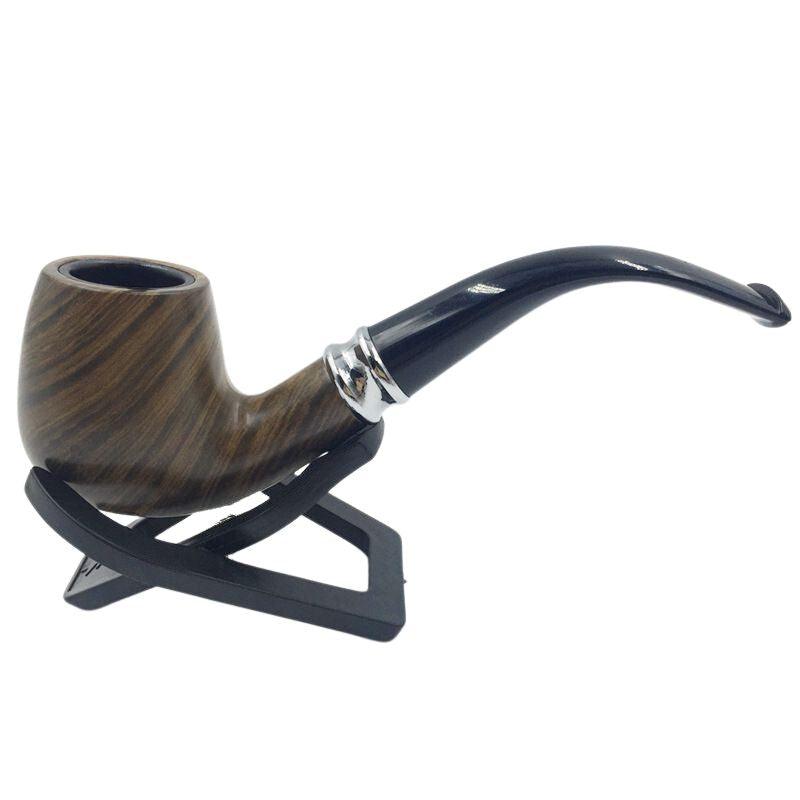Handmade Walnut Wood Grain Smoking Pipe - Curved Design with Filter, Portable & Lightweight for Outdoor Travel, Camping & Relaxation