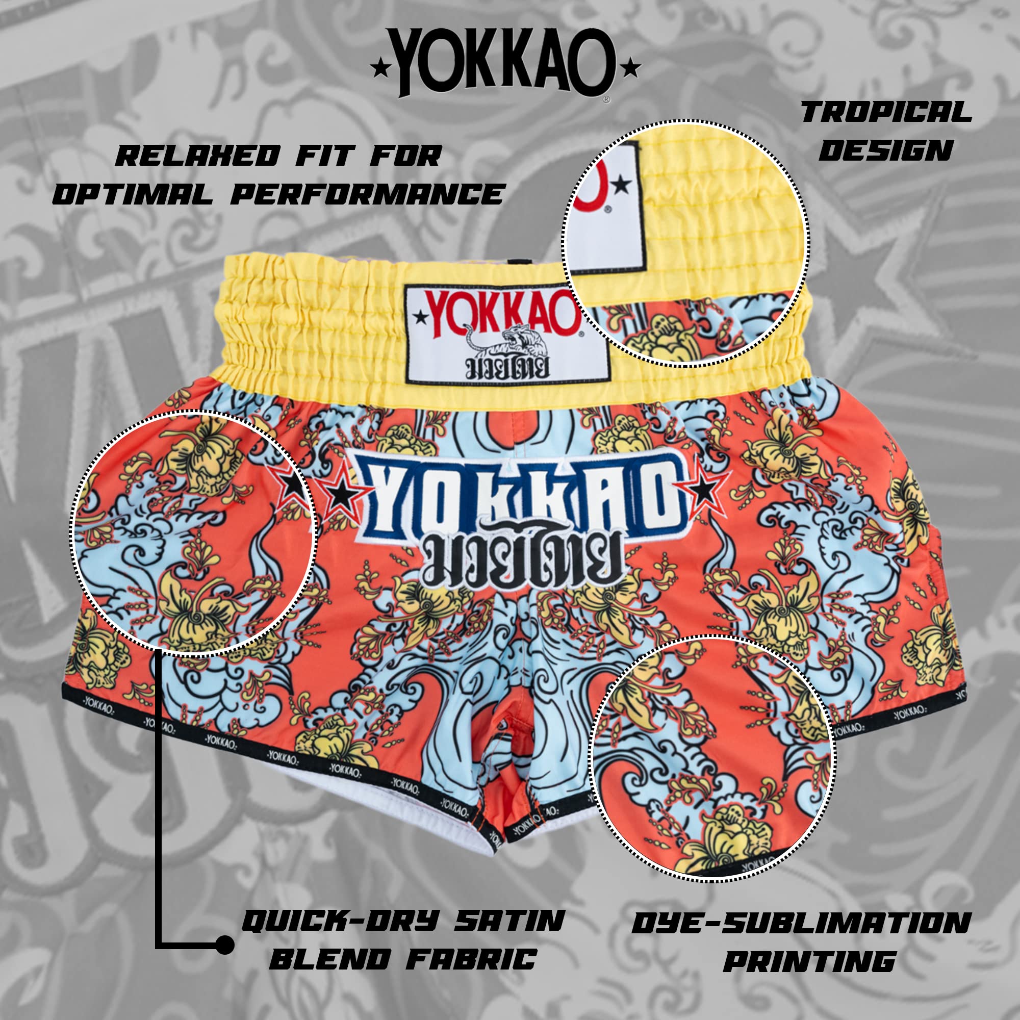 YOKKAO Muay Thai Boxing Shorts for Men & Women - Premium Satin MMA Shorts for Training & Competition | Perfect for Kickboxing, Muay Thai, MMA & Fitness Workouts