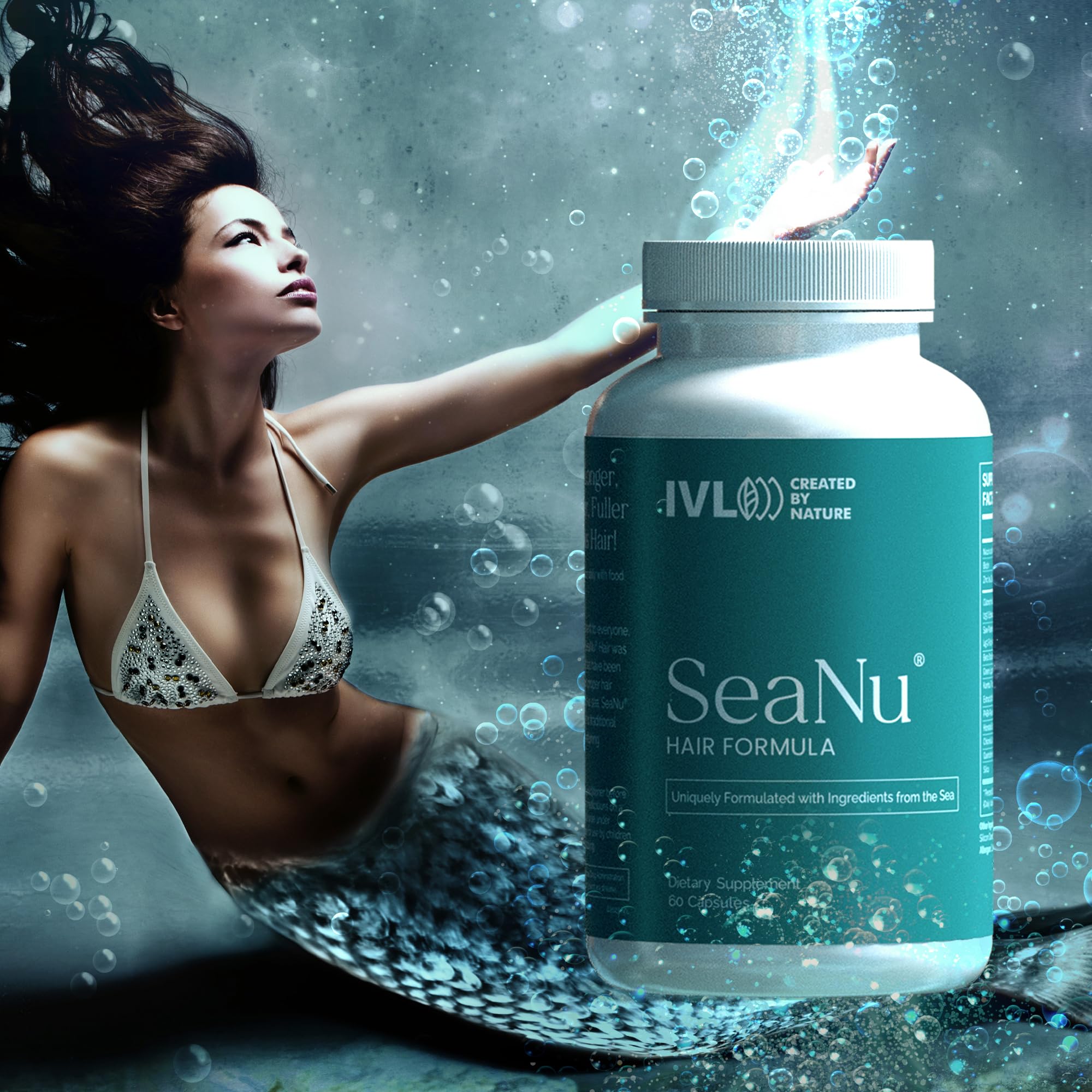 IVL - SeaNu Hair Growth Vitamins with Biotin, Vitamin B3, Zinc & Natural Extracts - Supports Stronger, Thicker Hair & Healthy Scalp - 6 Month Supply (6 Pack) - Perfect for Men & Women Seeking Fuller, Healthier Hair at Home or On-The-Go
