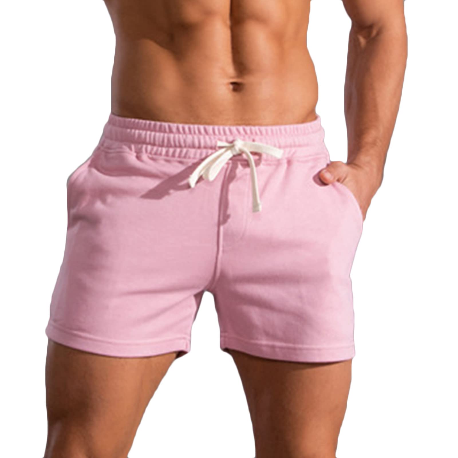 BOBT Men's Gym Shorts - Comfortable Cotton Casual Athletic Shorts with Elastic Waist & Drawstring for Workout, Running, Sports | Perfect for Gym, Jogging, and Everyday Wear