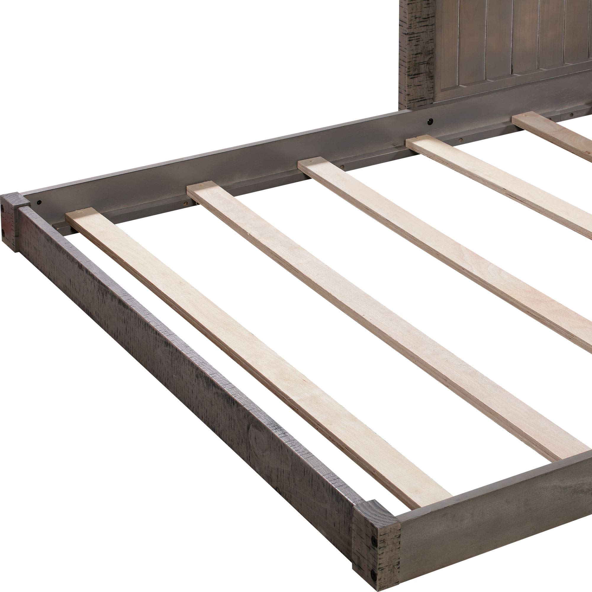 Solid Wood Twin Over Full Bunk Bed for Kids & Teens - Farmhouse Style Loft Bed with Playhouse, Safety Guardrails & Ladder - No Box Spring Needed (Antique Gray) - Perfect for Small Bedrooms, Guest Rooms & Kids' Play Areas