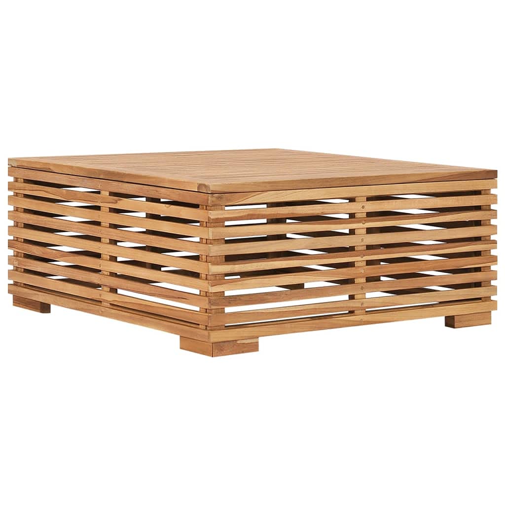 Premium Solid Teak Wood Patio Table and Footrest Set with Cream Cushion - Durable Outdoor Furniture for Garden, Pool, Backyard, and Balcony Relaxation
