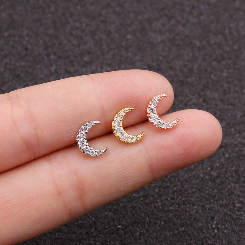 20G Cartilage Tiny Stud Earrings - Moon Shape Hypoallergenic Stainless Steel Earrings for Women | Perfect for Daily Wear, Gifts & Piercing Jewelry Collection