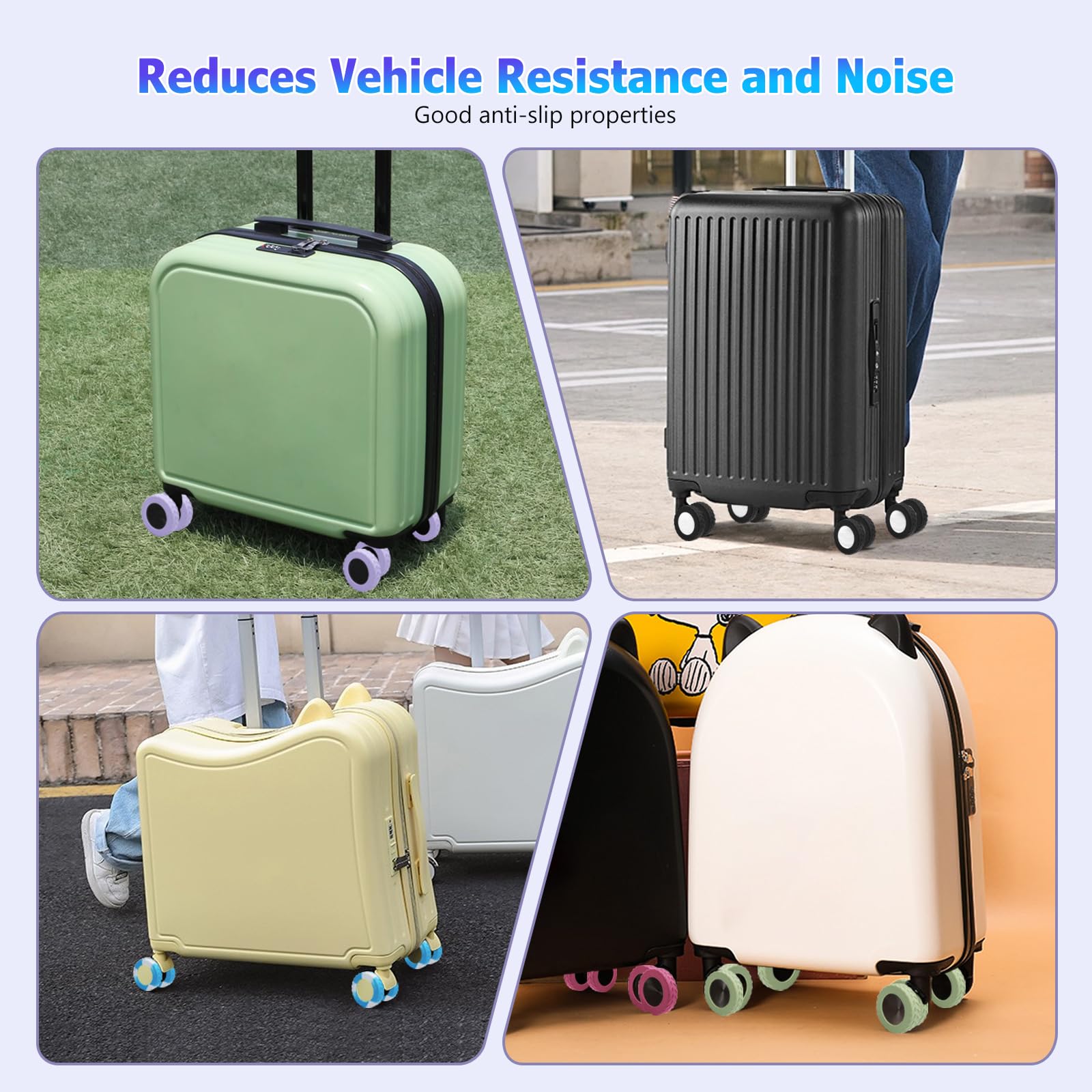 8Pcs Silicone Luggage Wheel Covers for 2-2.4'' Spinner Wheels - Travel Essentials for Carry-On Protection