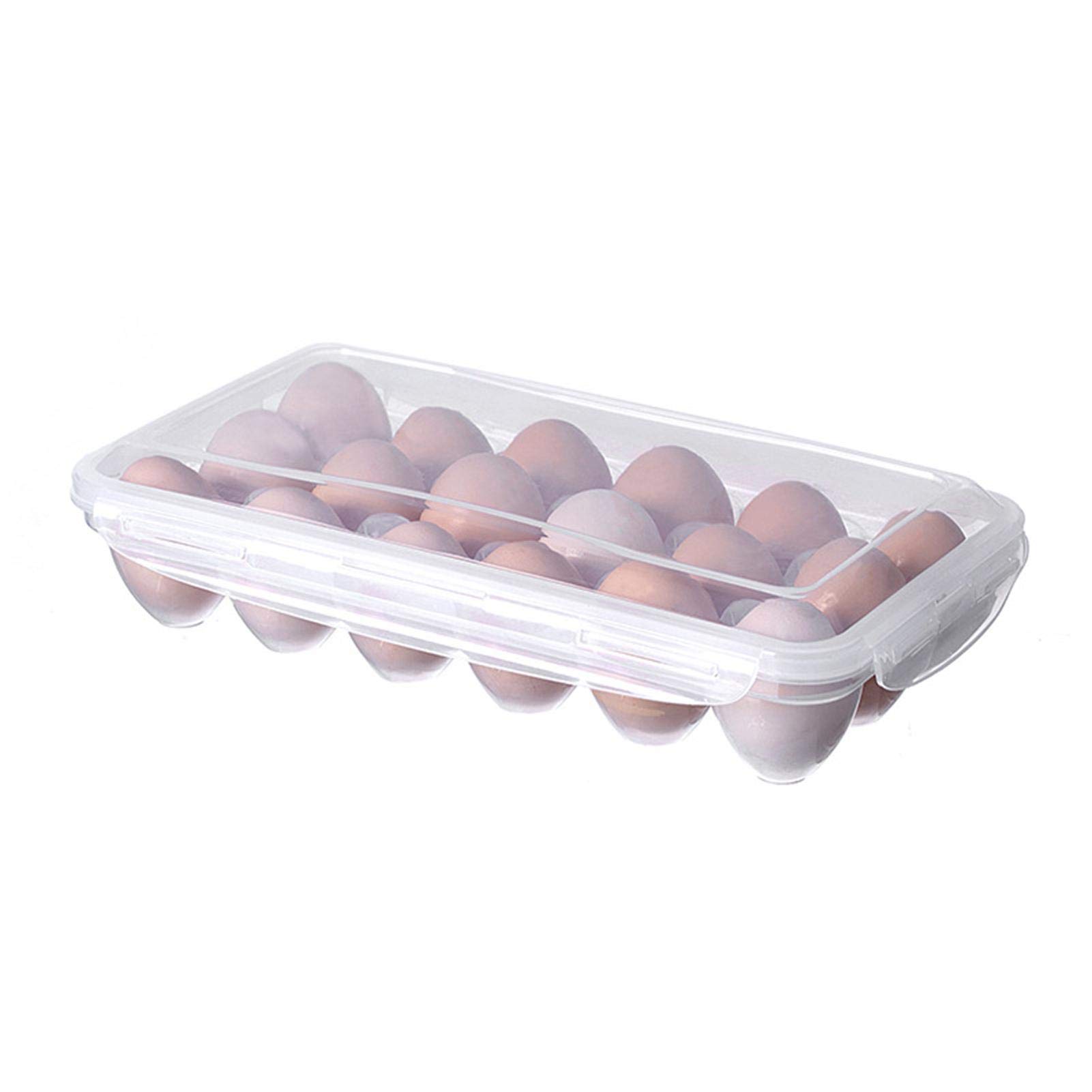 Stackable Plastic Egg Holder for Refrigerator - 18 Egg Tray with Lid for Fridge Storage | Perfect for Deviled Eggs, Meal Prep & Organized Kitchen