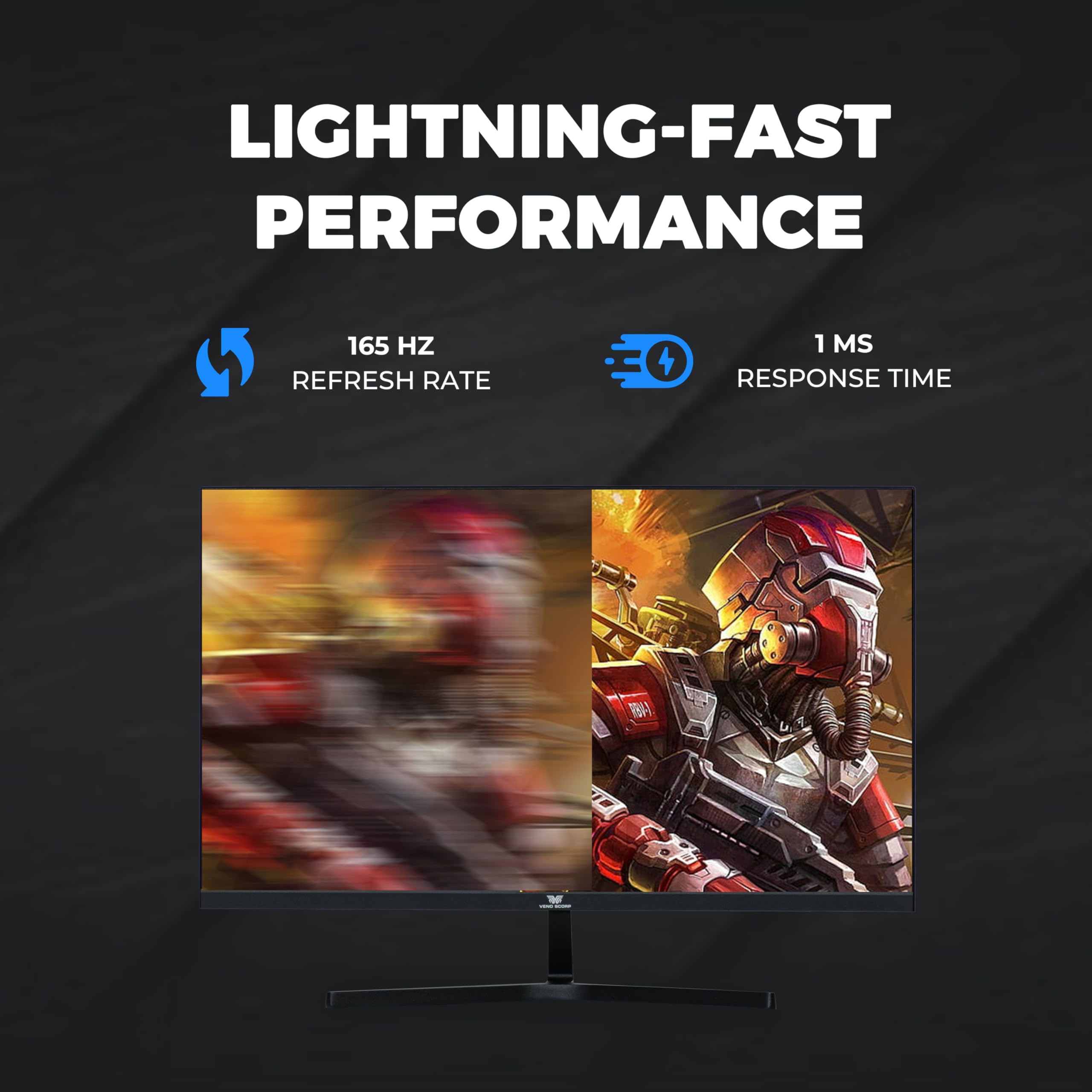 VENOSCORP 24 Inch Gaming Monitor - FHD 1080p 165Hz 1ms Response, AMD FreeSync & NVIDIA G-Sync Compatible, Ultra-Thin Bezel LED Display with HDMI/VGA Ports, Eye Care Technology for PC Gamers (Black, P24G) - Perfect for Esports, Streaming & Home Office Setup