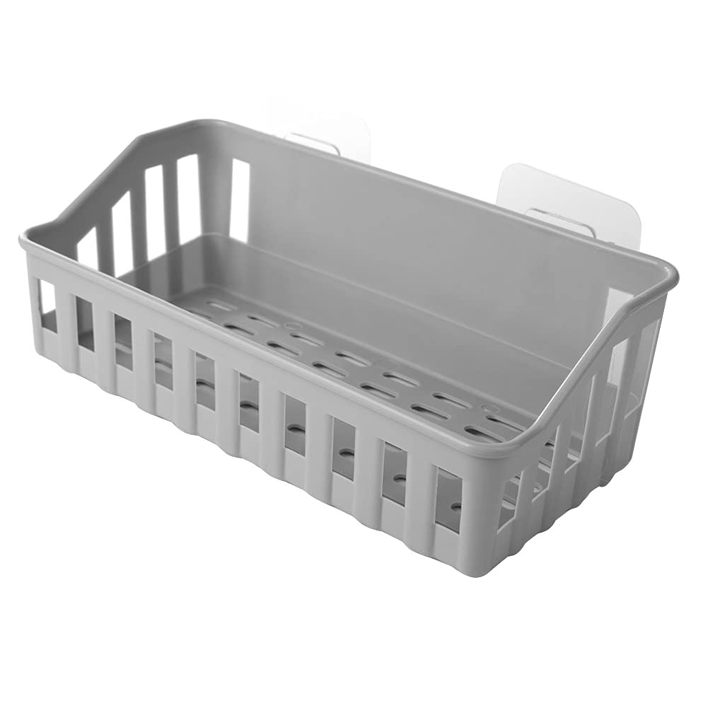 PP Shower Shelf Basket with Suction Cups - Breathable Punch-Free Shower Storage Organizer for Bathroom & Kitchen (Grey) - Perfect for Storing Toiletries, Soaps, and Kitchen Sponges