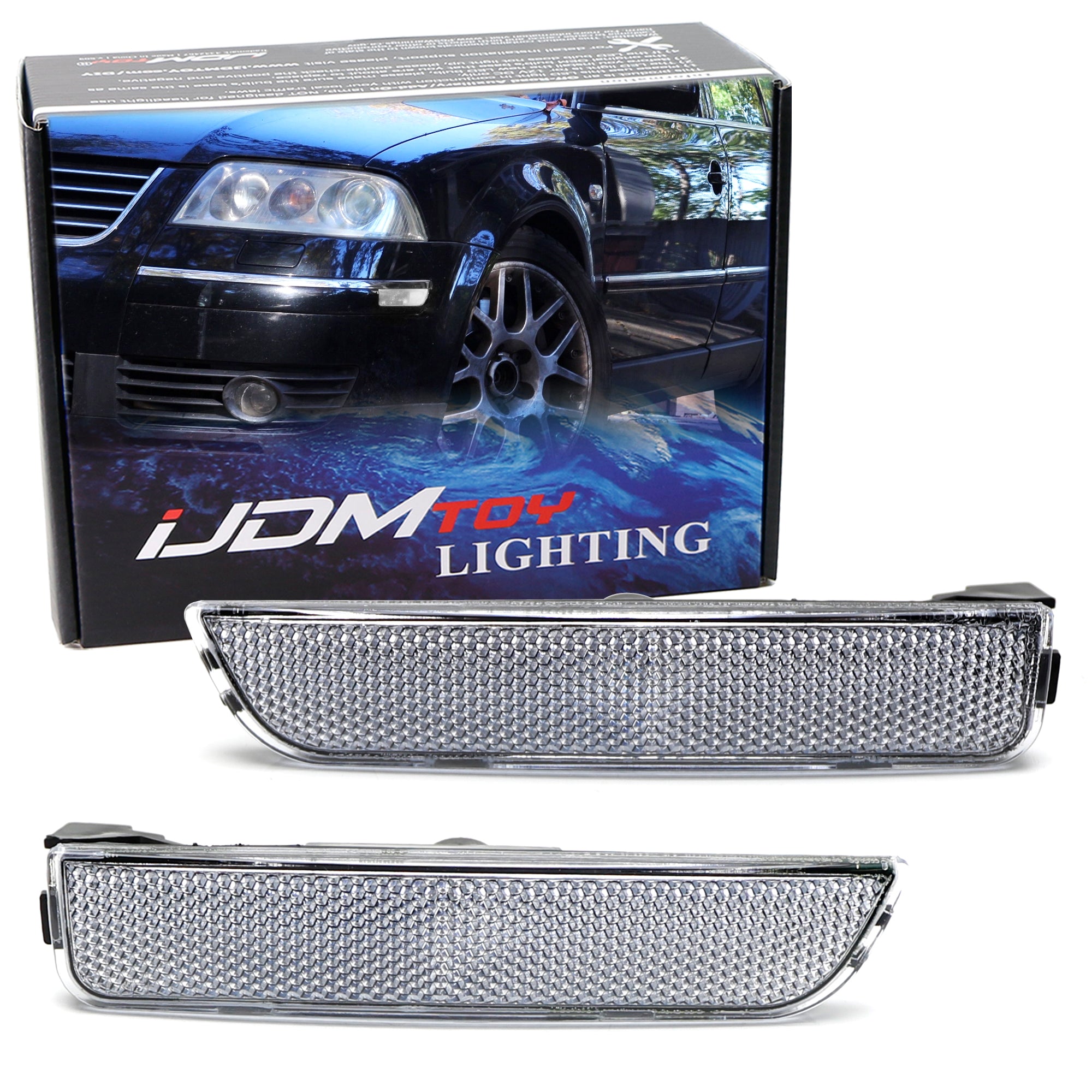 Clear Lens Front Bumper Side Marker Lights for 2001-2005 Volkswagen Passat B5 - Euro Style Amber Turn Signal Lamps for Enhanced Visibility & Safety (Ideal for Night Driving & Custom Car Mods)