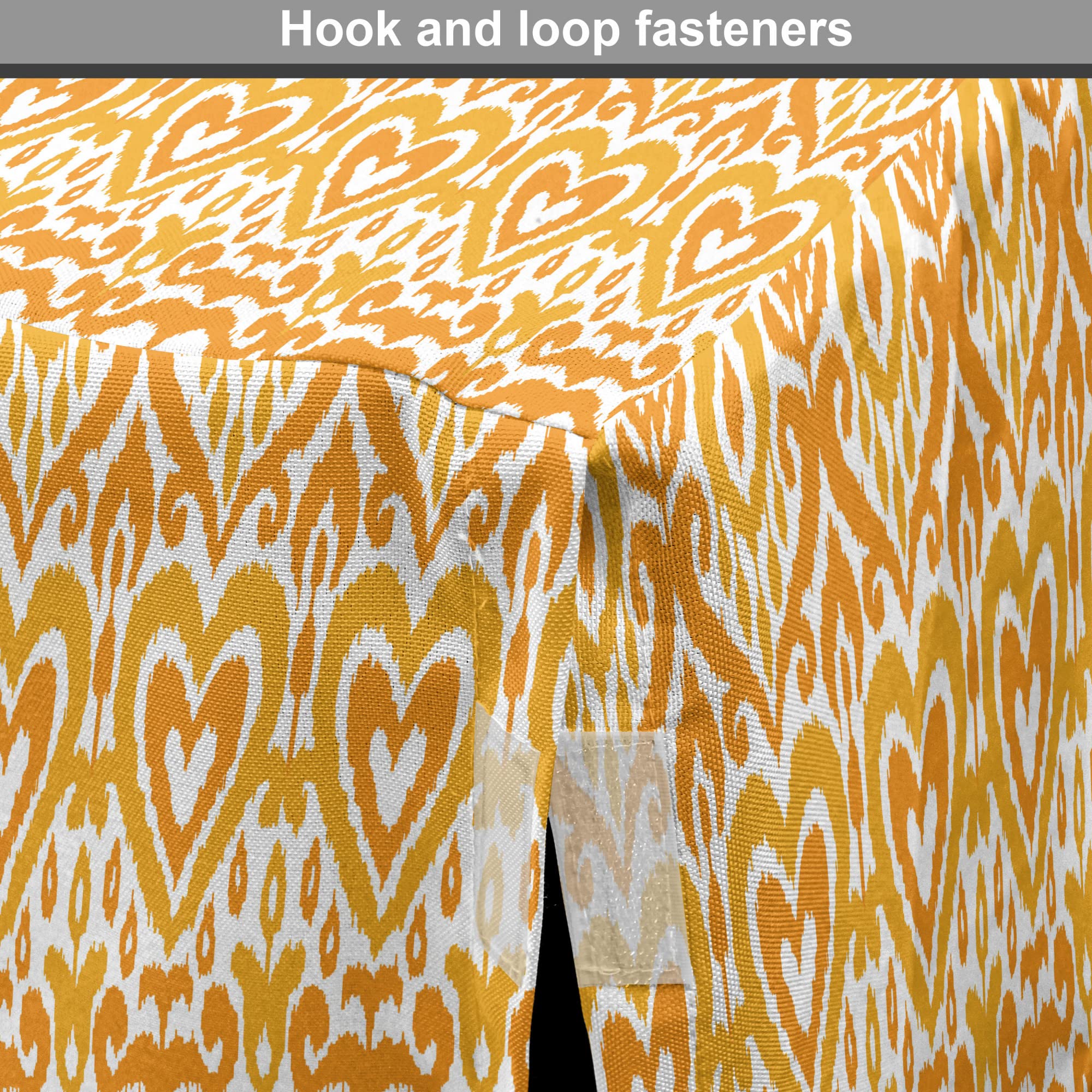 Lunarable Ikat Dog Crate Cover - Continuous Hearts & Ornaments Print on Plain Backdrop - Easy to Use Pet Kennel Cover for Medium & Large Dogs (42 Inch) - White Earth Yellow Marigold - Perfect for Home Decor & Pet Safety