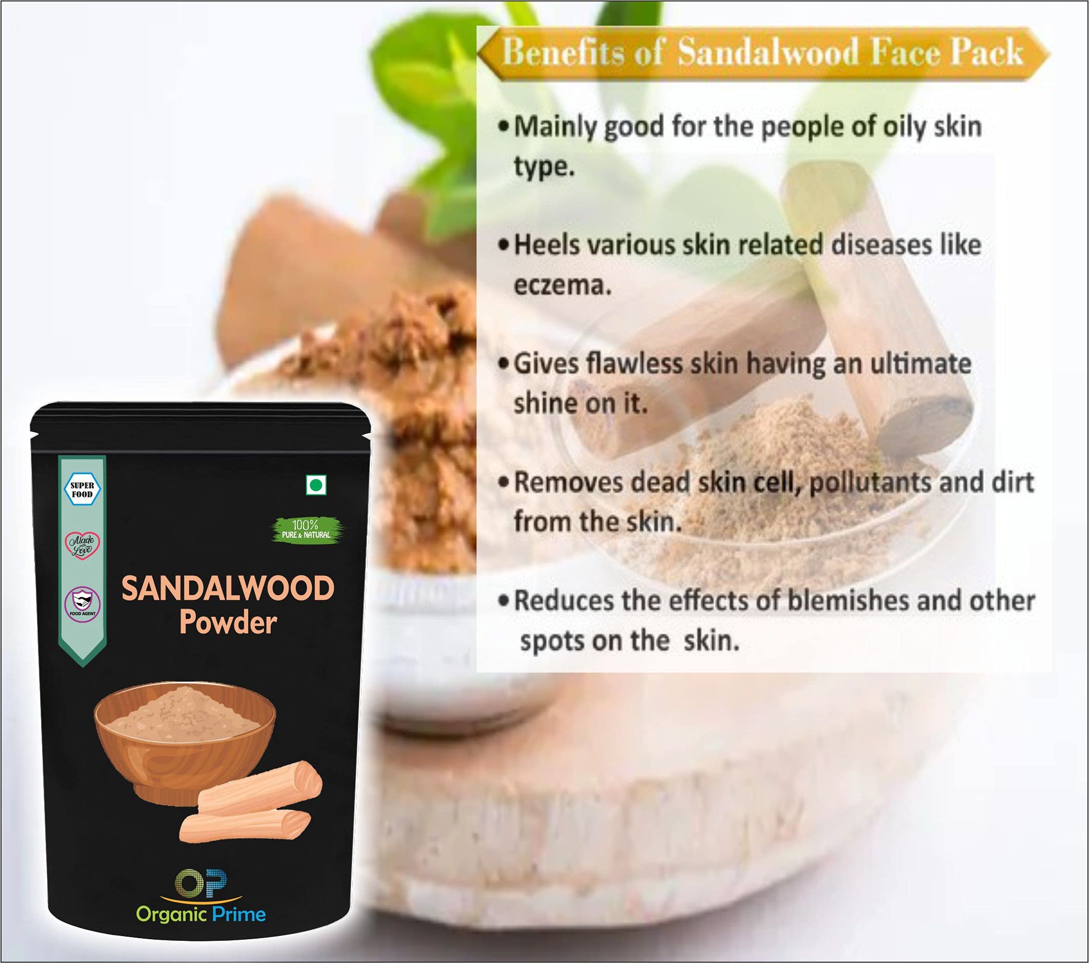 Organic Prime Sandalwood Powder for Face Masks & Skin Care - 200g | Natural Facial Treatment, DIY Beauty Recipes & Ayurvedic Remedies | Perfect for Spa Days, Home Skincare Routines & Relaxation