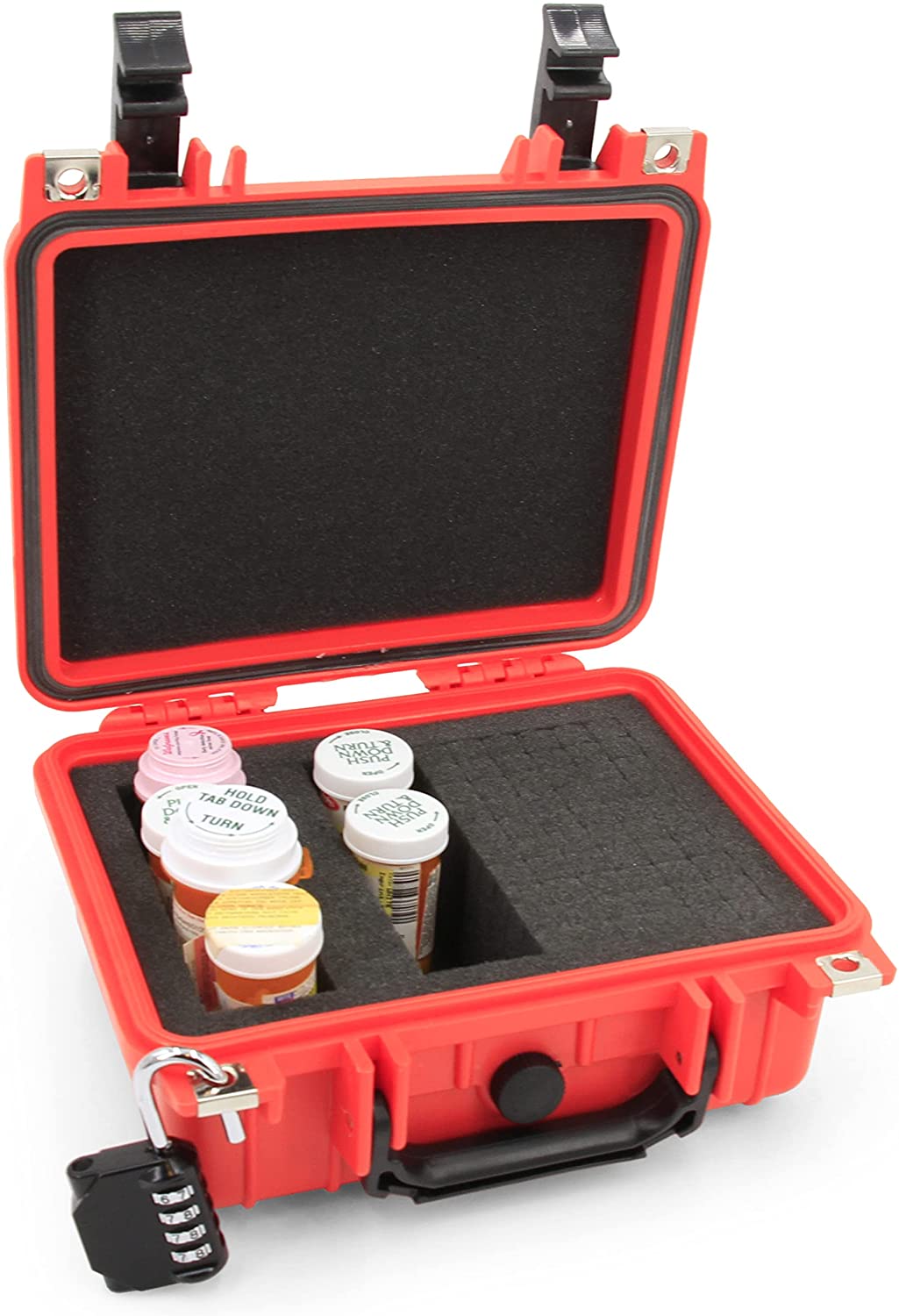 CASEMATIX Lockable Medicine Storage Box with Customizable Foam Insert - Crushproof Hard Shell & Airtight Container for Prescription Drugs, Vitamins & First Aid Supplies - Perfect for Travel, Home & Office Organization