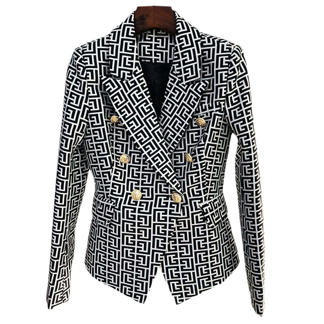 Women's Classic Pattern Blazer - Slim Fit Long Sleeve Textured Button Jacket for Office, Business Meetings & Formal Occasions