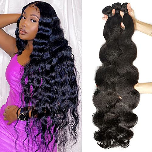 Seekomi 100% Virgin Remy Human Hair Extensions - 3 Bundles Brazilian Body Wave Weave, Natural Color, Double Weft | Perfect for Styling, Volume Boost & Everyday Wear