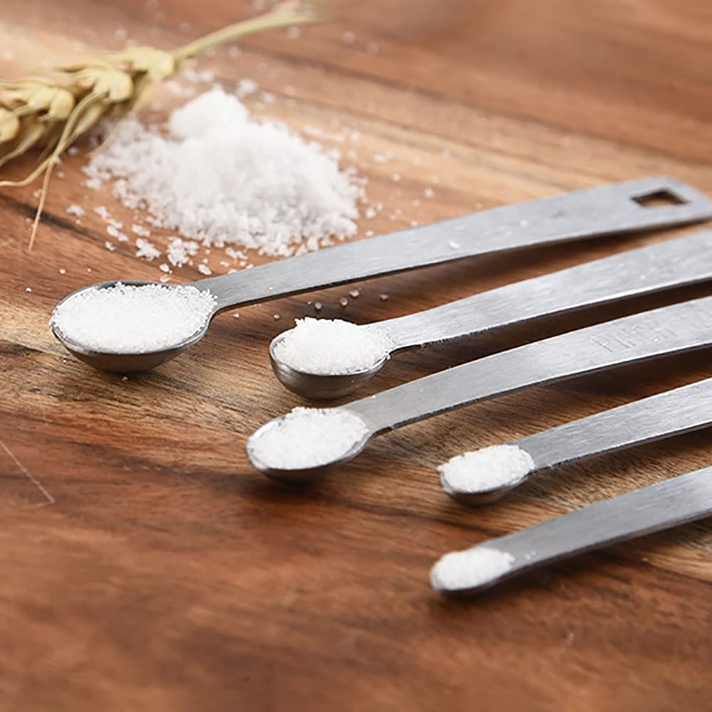 HugeDE 5-Piece Mini Stainless Steel Measuring Spoons Set - Precise Kitchen Measuring Tools for Cooking, Baking, Coffee & Spices | Durable & Dishwasher Safe for Home & Professional Use