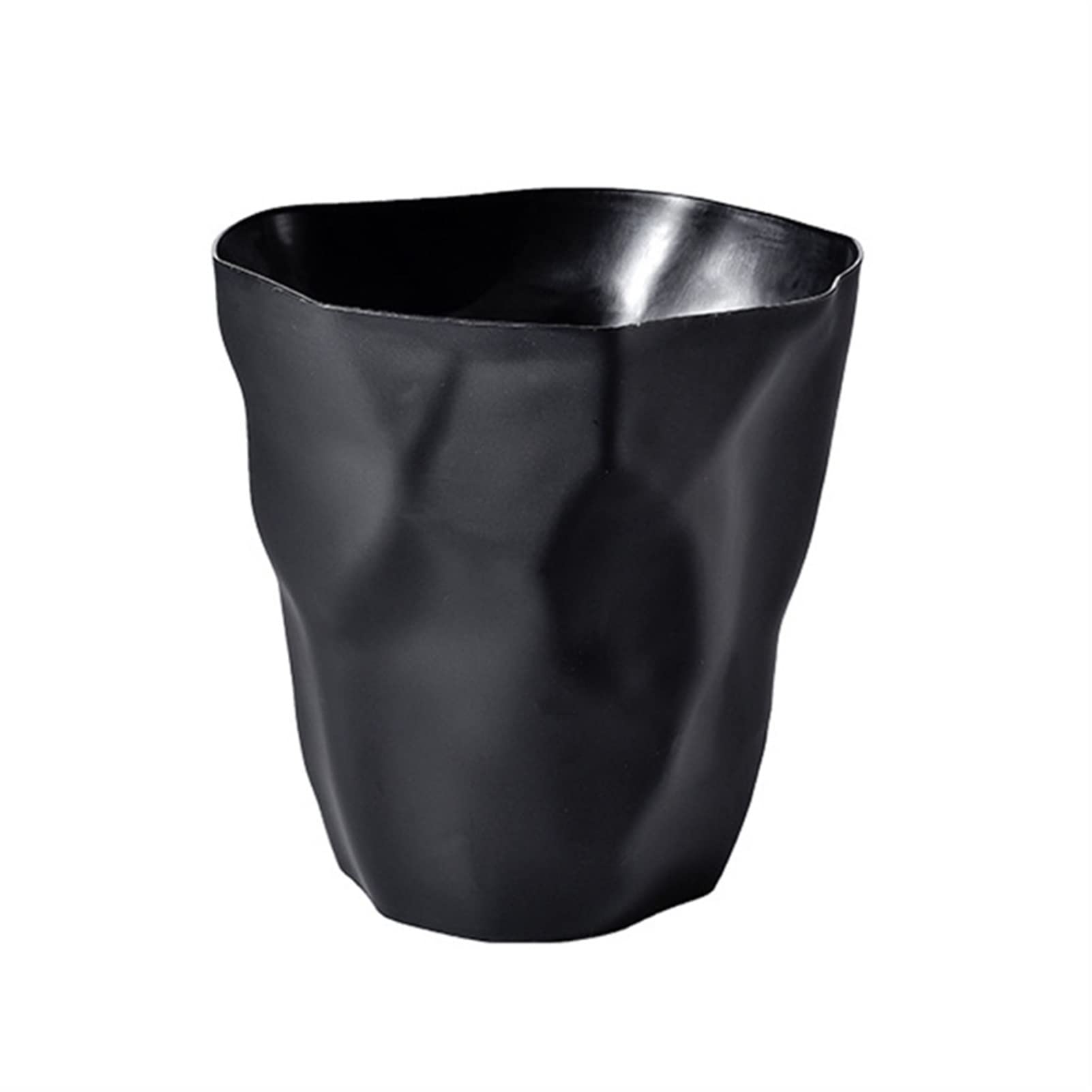 Small Trash Can Waste Basket - 2 Gallon Flower Pot Style for Bathroom, Bedroom, Office & Kitchen | Compact Stash Can for Home & Office Use | Black Wastebasket for Daily Organization & Decor