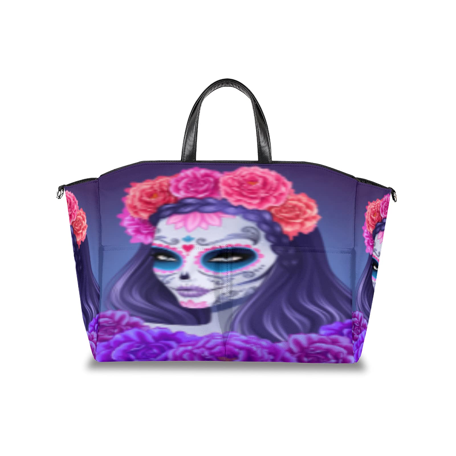 Stylish Diaper Bag Tote with Sugar Skull Design - Waterproof Multifunctional Baby Stroller Organizer for Moms - Perfect for Daycare, Travel & Everyday Use