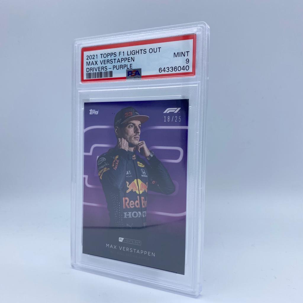 PSA 9 Graded 18/25 Max Verstappen Purple Parallel Racing Card - Perfect for F1 Collectors, Sports Memorabilia Displays & Racing Enthusiast Gifts