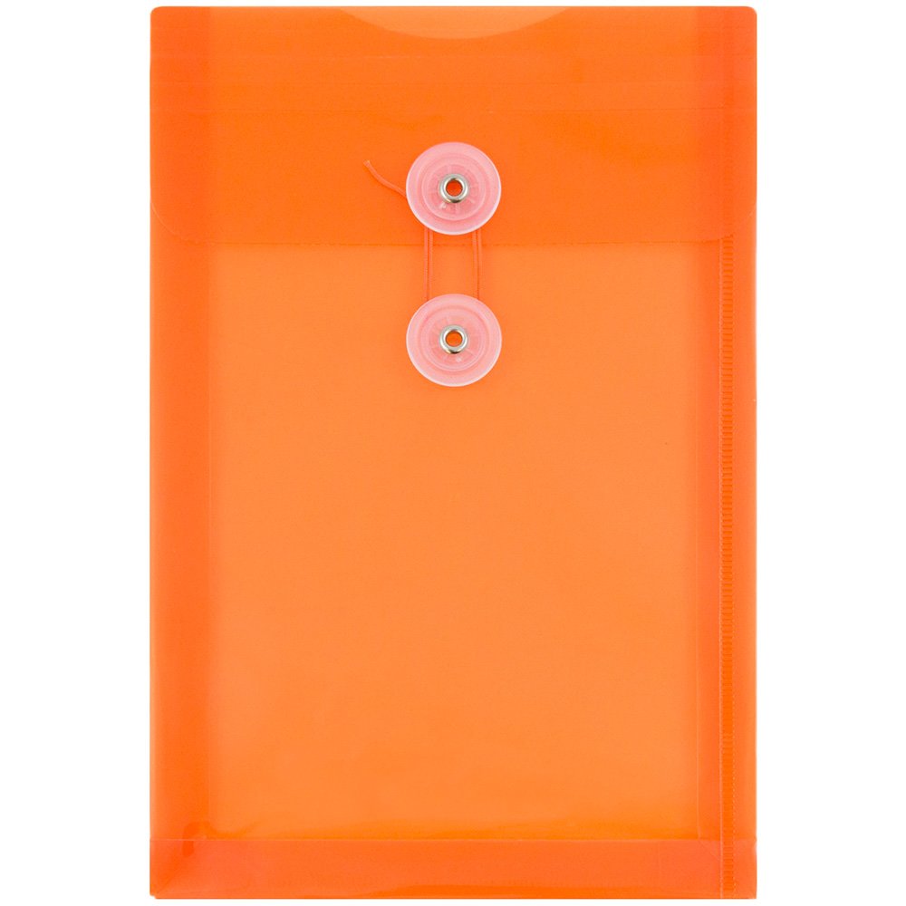 JAM PAPER Plastic Envelopes with Button & String Tie Closure - 6.25
