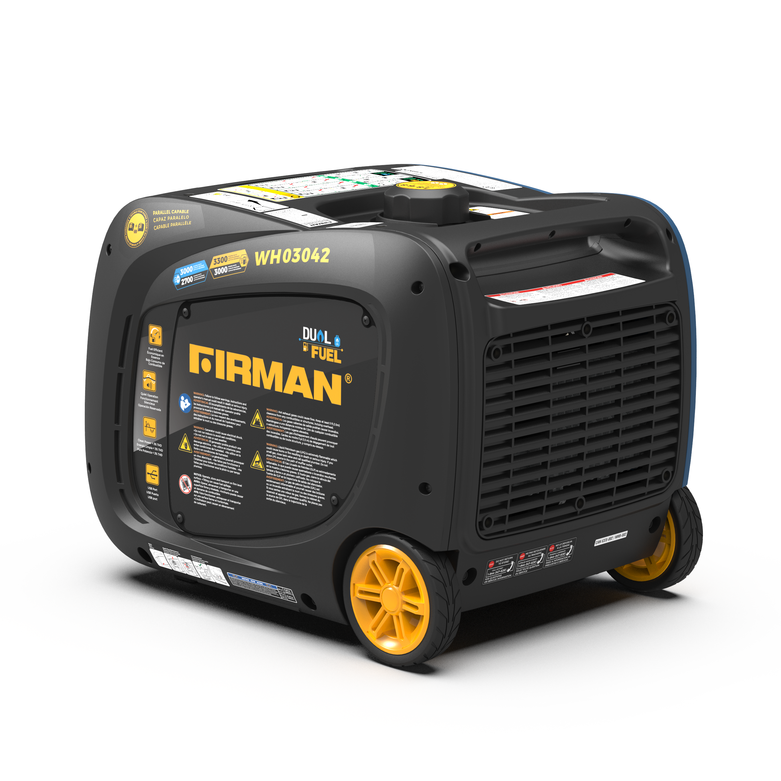 3300W Dual Fuel Inverter Generator with Electric Start - Portable Power for Camping, RV Trips & Emergency Backup