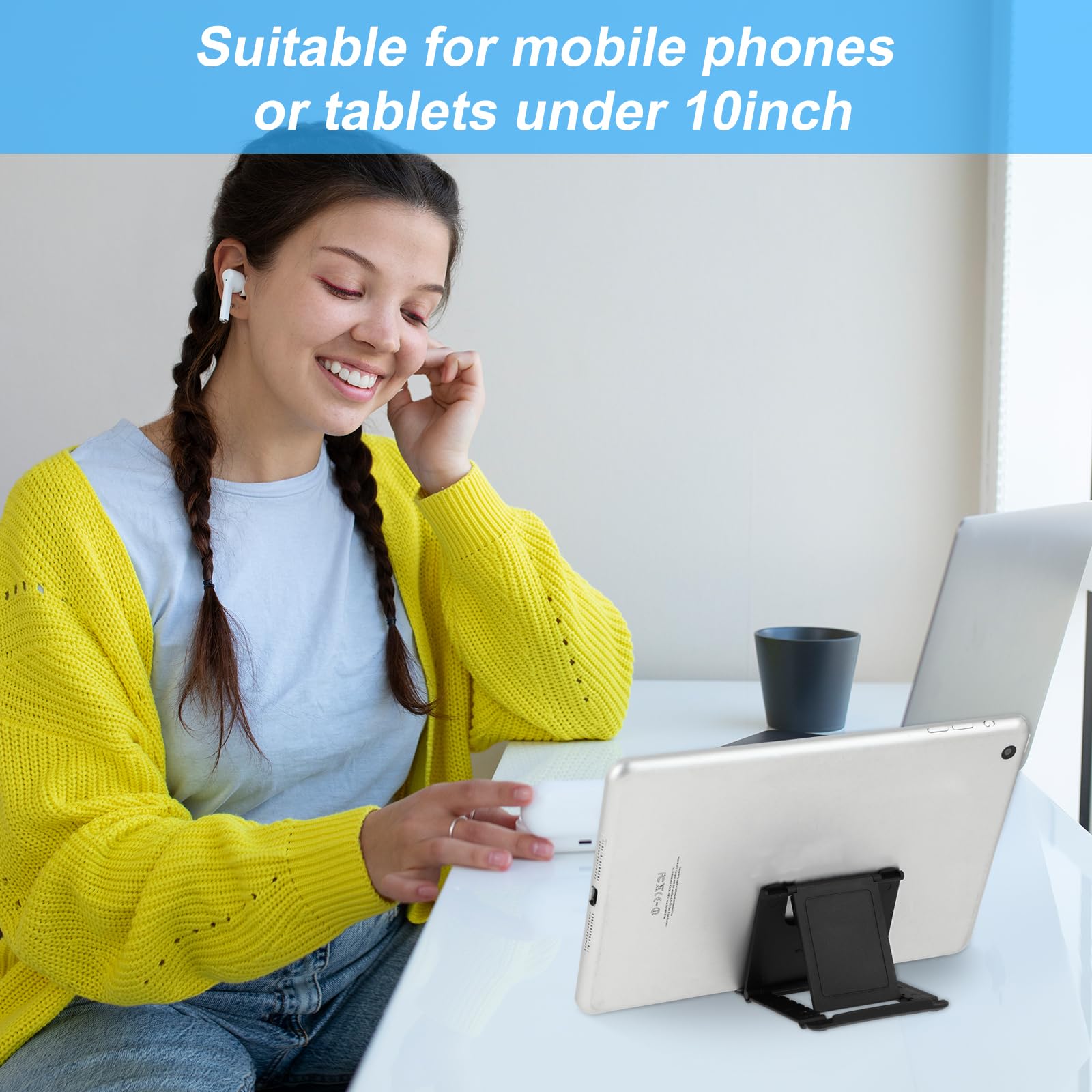 Amaxiu 2-Pack Foldable Phone Stand for iPhone & Android, Multi-Angle Adjustable Mini Phone Holder for Desk, Tablet Stand for iPad - Perfect for Watching Videos, Video Calls, and Hands-Free Use at Home or Office