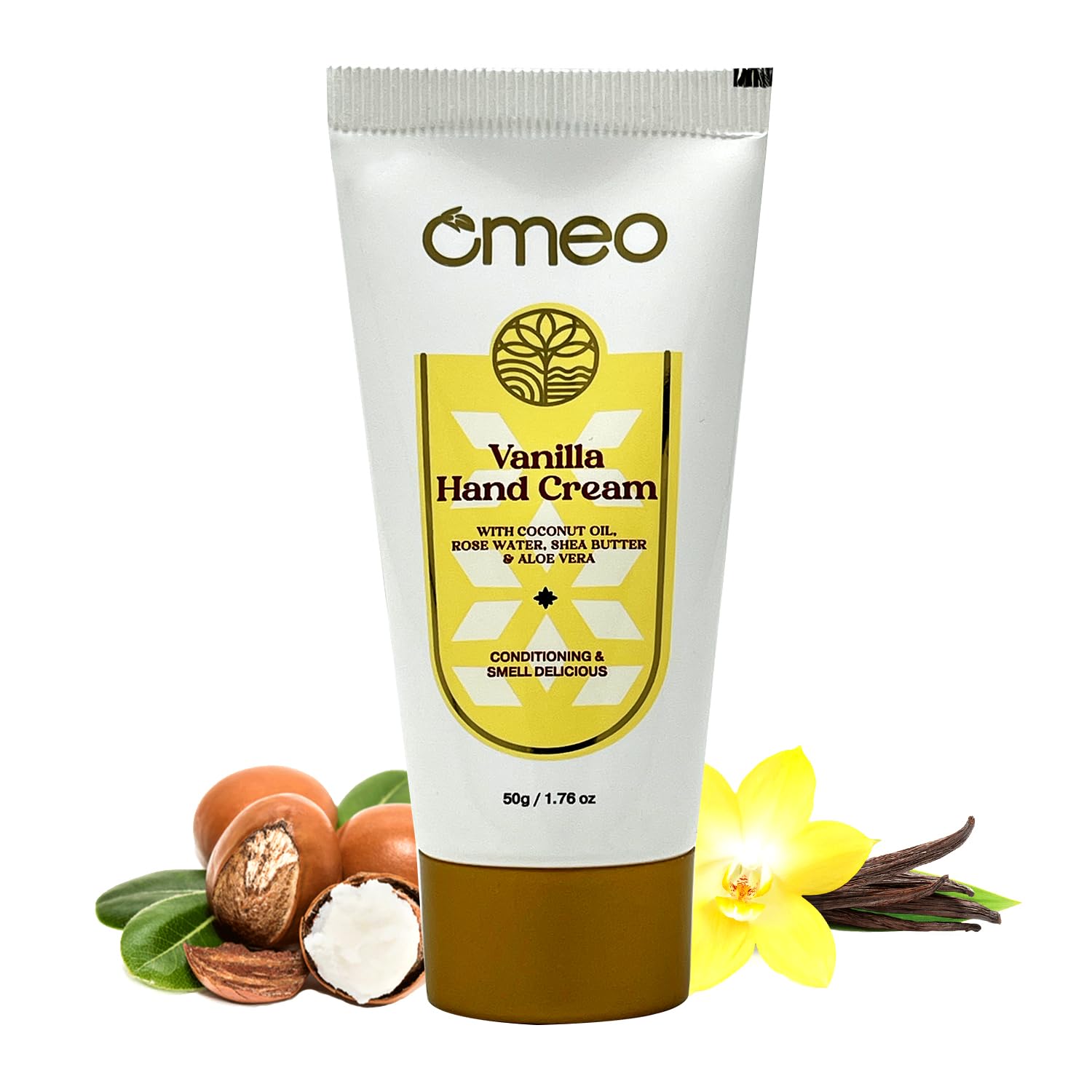 Omeo Vanilla Hand Cream 50g - Moisturizing & Nourishing for Dry Skin - Perfect for Winter Care, Travel & Daily Use