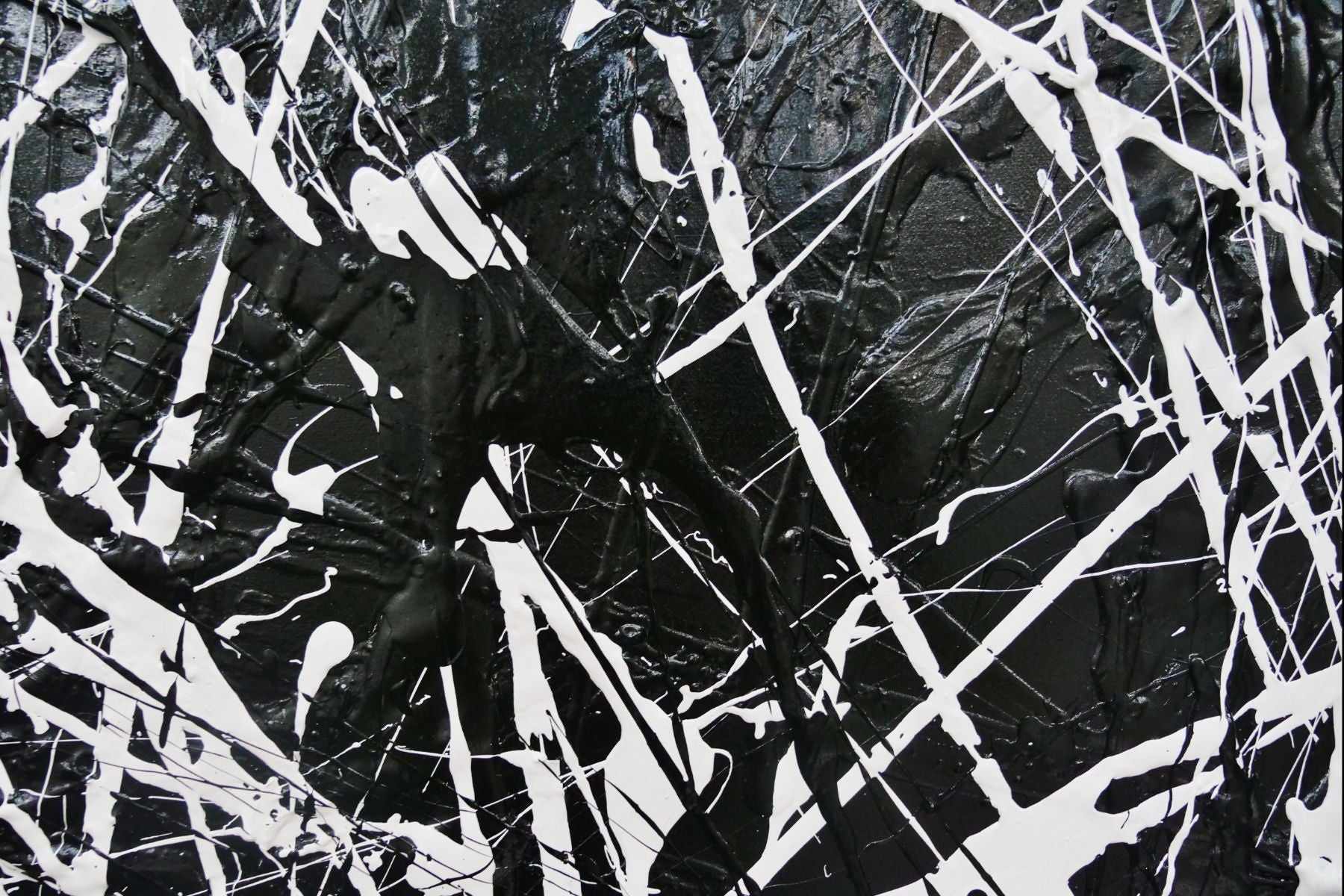 Brain Scatter 240cm x 120cm Black White Textured Abstract Canvas Art - Modern Wall Decor for Living Room, Bedroom & Office