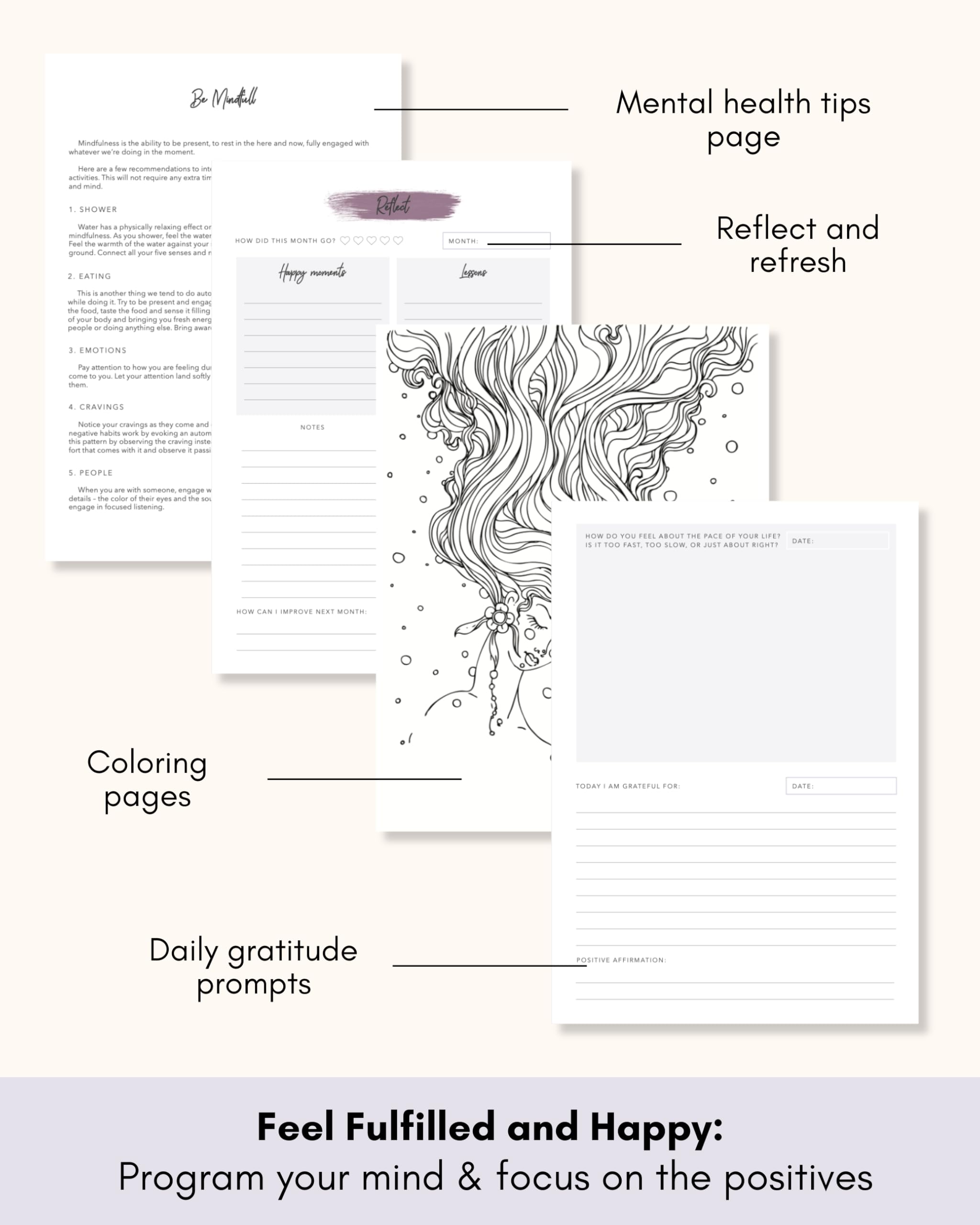 Lamare 2025 Daily Gratitude Journal for Women - Self Care, Affirmation & Mindfulness Planner with Prompts | Perfect for Daily Reflection, Stress Relief & Personal Growth