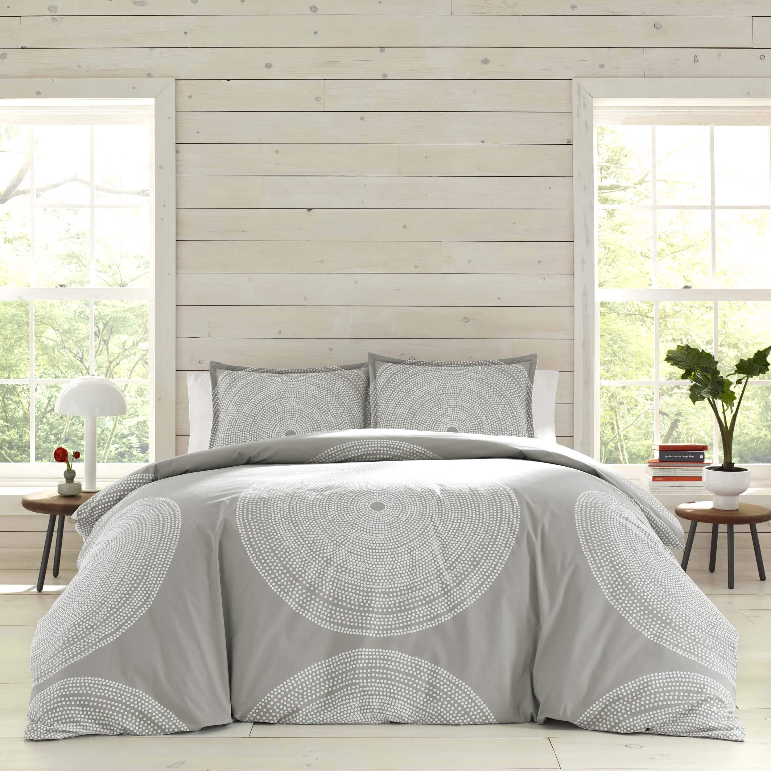MARIMEKKO Queen Comforter Set - Premium Smooth Cotton Percale Bedding with Matching Shams, Medium Weight Grey Duvet Cover for Cozy Bedroom Decor | Perfect for Master Bedroom, Guest Room & Airbnb Styling (Fokus Grey, Queen Size)