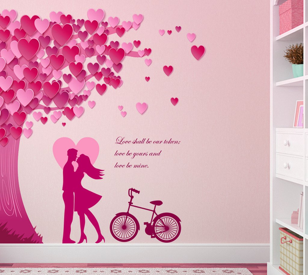 Romantic Couple Wall Stickers for Bedroom Decor - Valentine's Day Love Theme Peel and Stick Decals - Perfect for Home, Dorm & Gift Giving