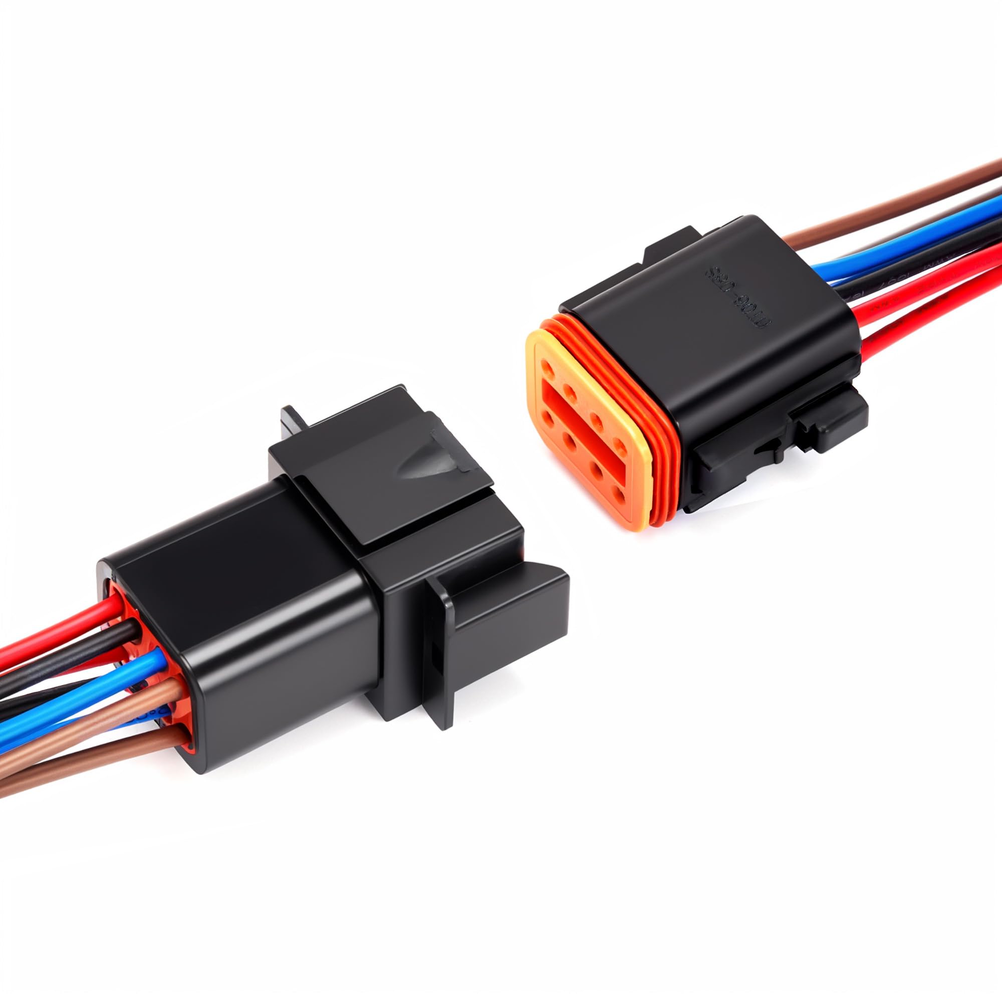 8 Pin Waterproof Electrical Connector - 20CM 16AWG Male Female Quick Disconnect Plug for Car, Truck, Motorcycle & Marine Boat Wiring (1 Pair Black) - Ideal for Automotive, Marine & Outdoor Electrical Connections