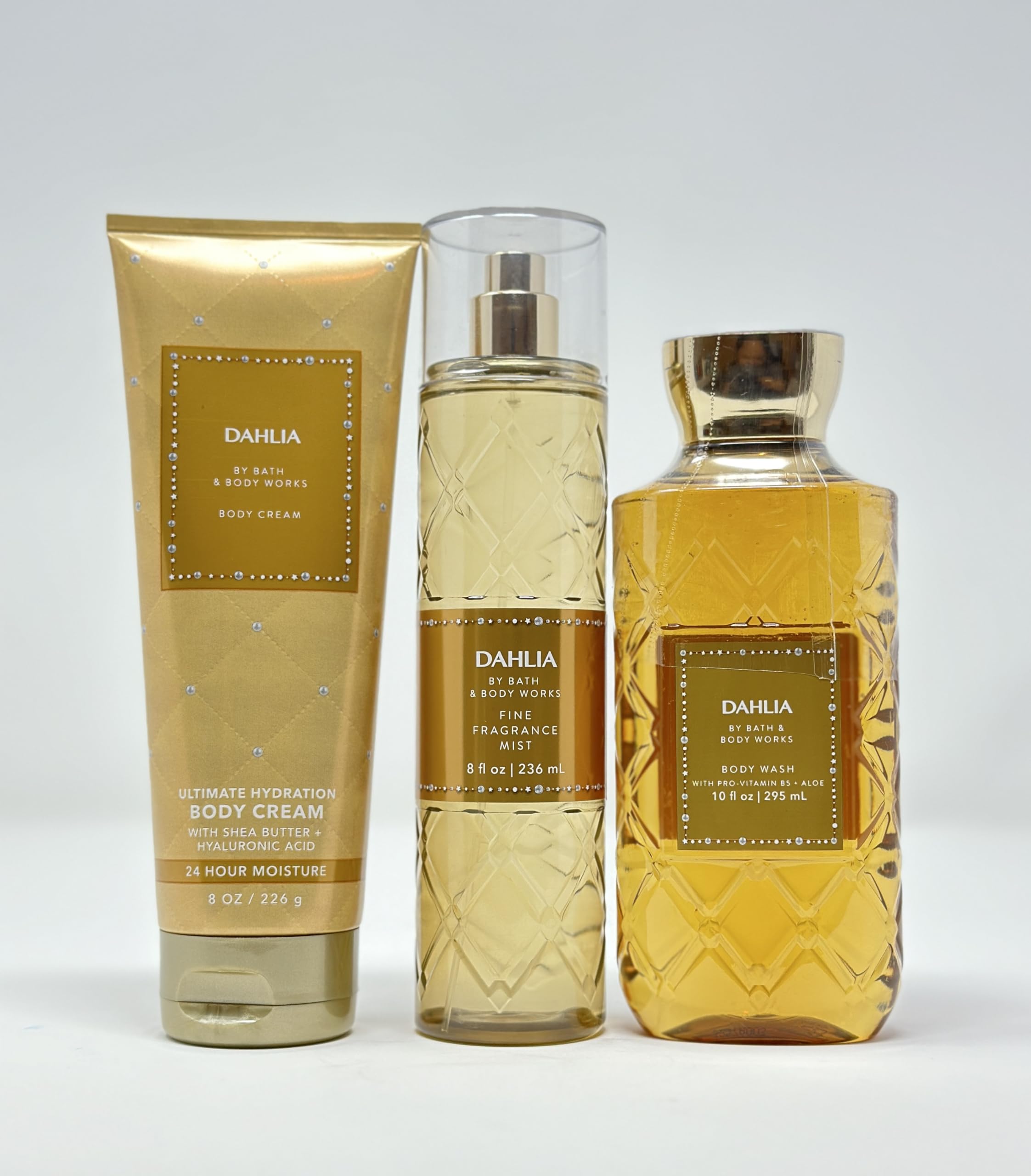 Dahlia Bath & Body Set - Fine Fragrance Mist, Body Cream & Body Wash Trio | Women's Luxury Skincare Gift for Shower, Spa & Daily Moisturizing