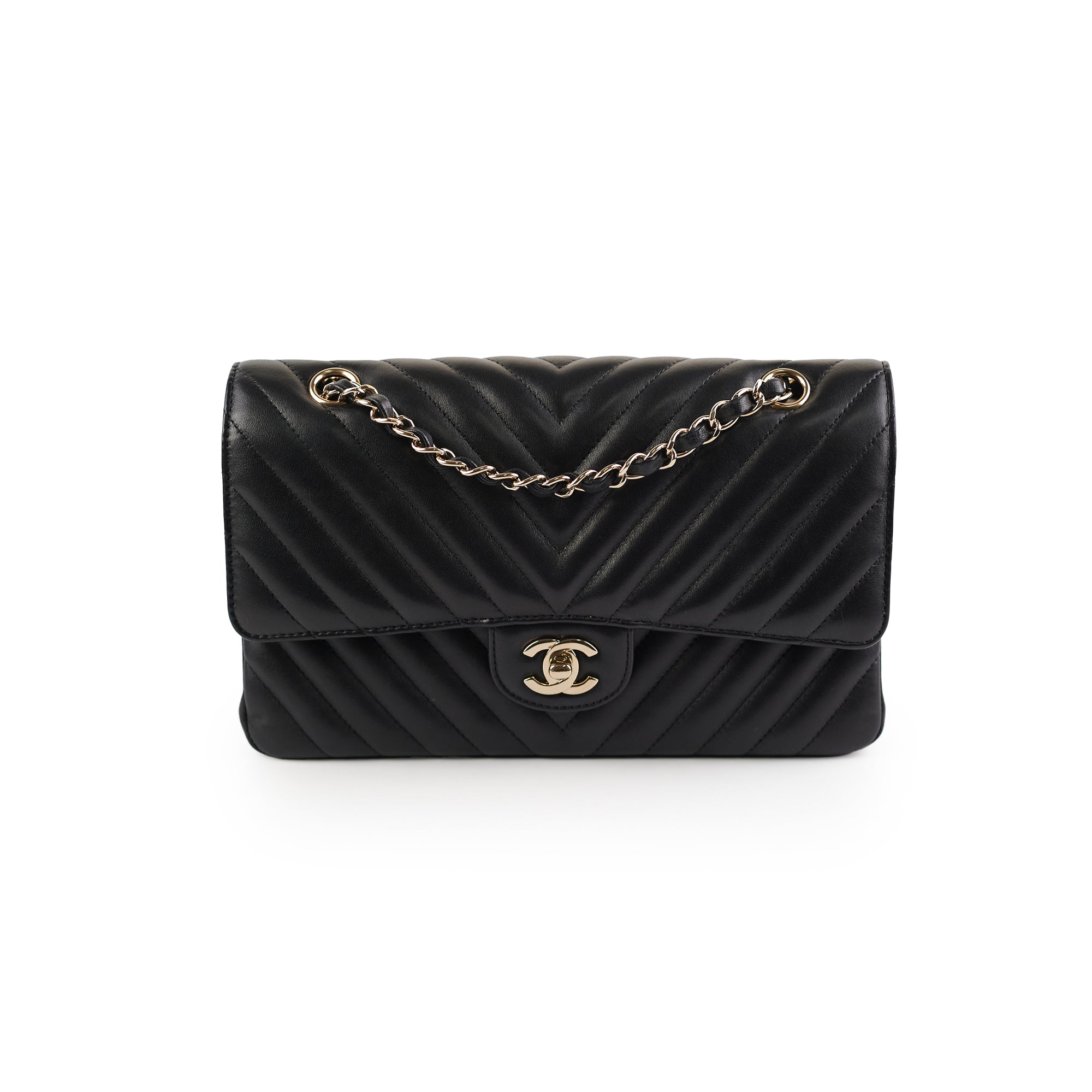 Chanel Medium/Large Chevron Classic Flap Bag in Black | Luxury Designer Handbag for Women | Perfect for Evening Events, Parties & Special Occasions
