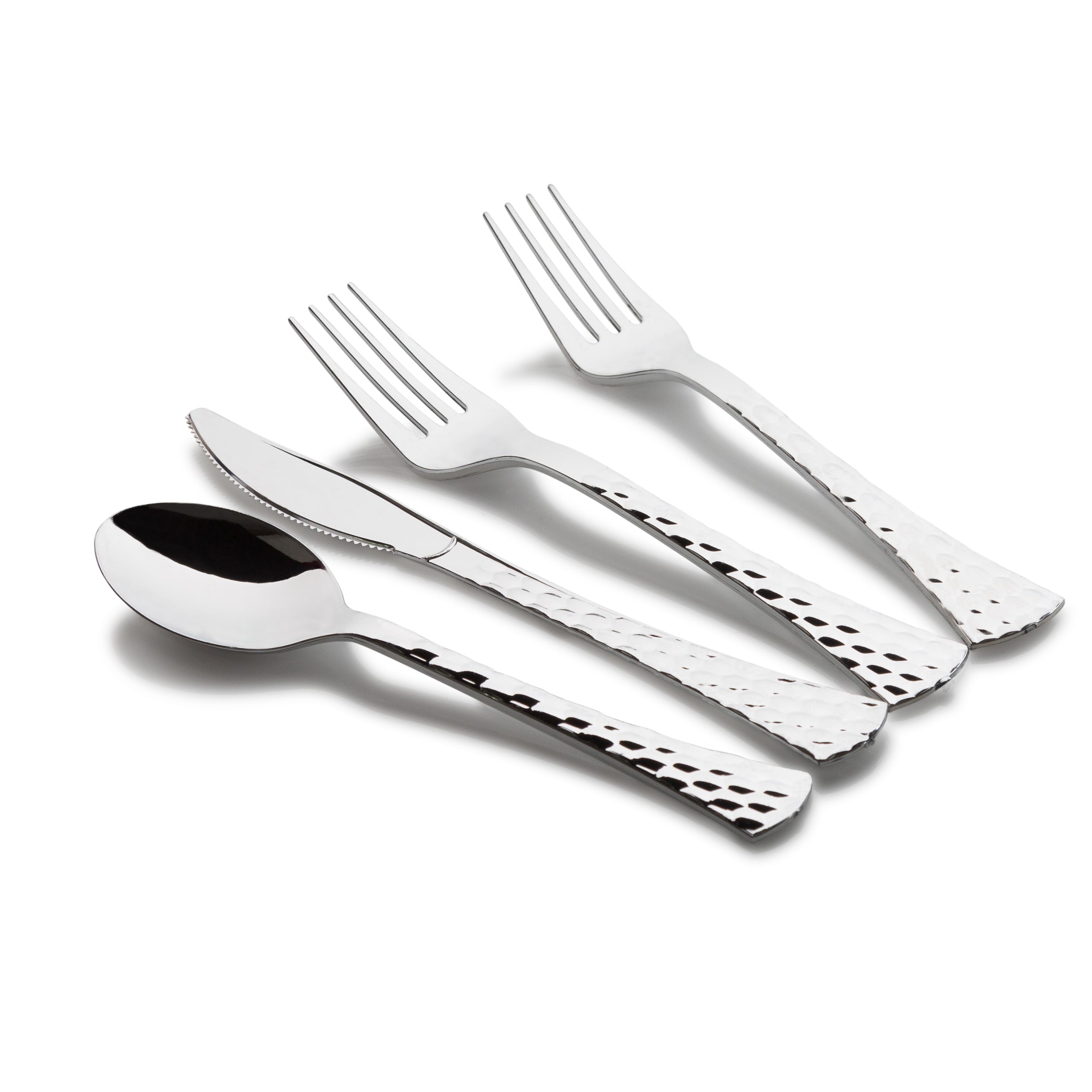 Silver & White Plastic Party Bundle - Eco-Friendly Disposable Tableware Set for Birthday, Wedding & Holiday Celebrations - Perfect for Parties, Picnics & Events